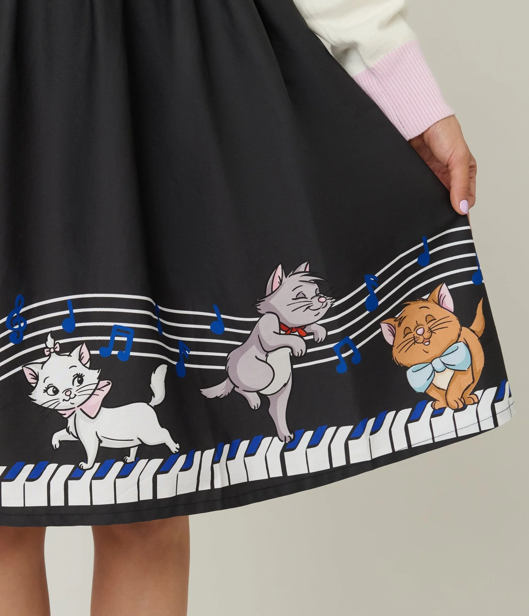 Disney Aristocats Collection by Unique Vintage Aristocats Piano Border Suspender Swing Skirt - Image 5