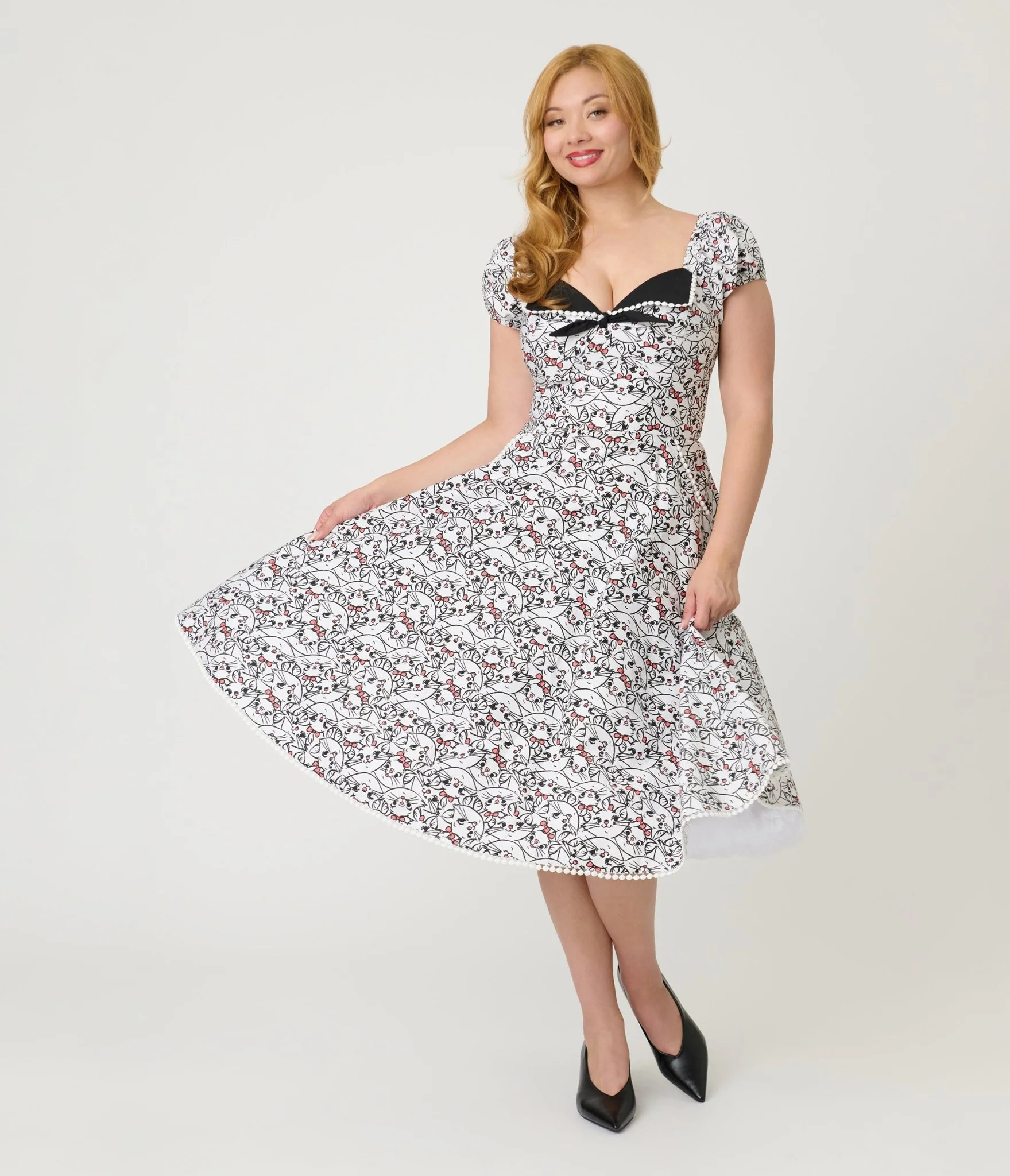 Disney Aristocats Collection by Unique Vintage Disney Marie All Over Print Swing Dress - Image 3