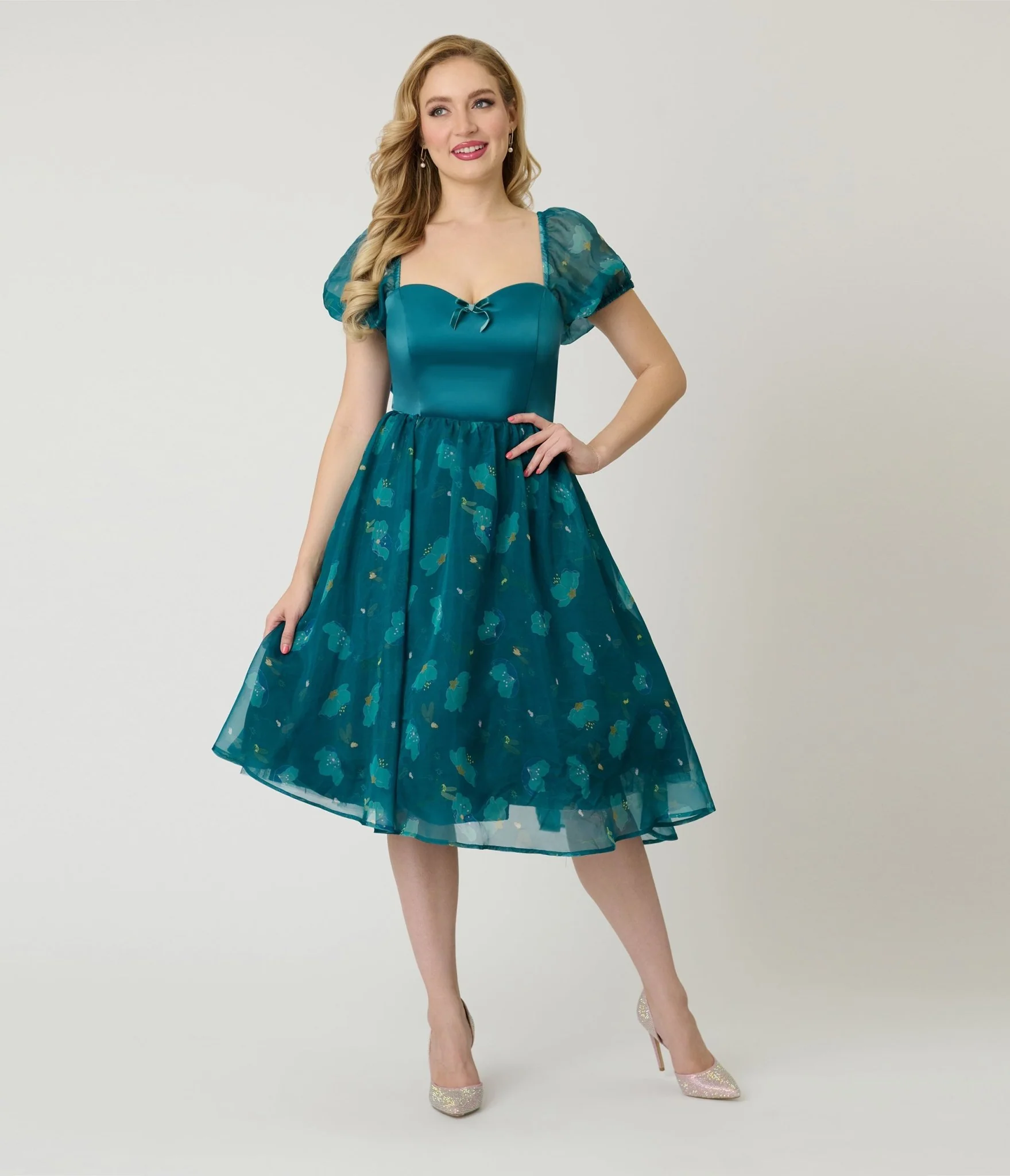 Disney Fantasia Collection by Unique Vintage Teal Fairies Light Up Swing Dress