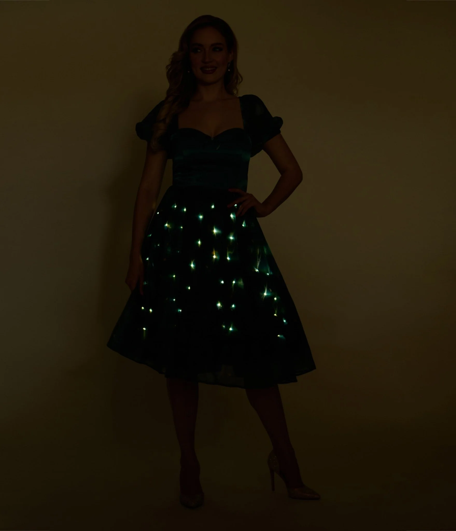 Disney Fantasia Collection by Unique Vintage Teal Fairies Light Up Swing Dress - Image 2
