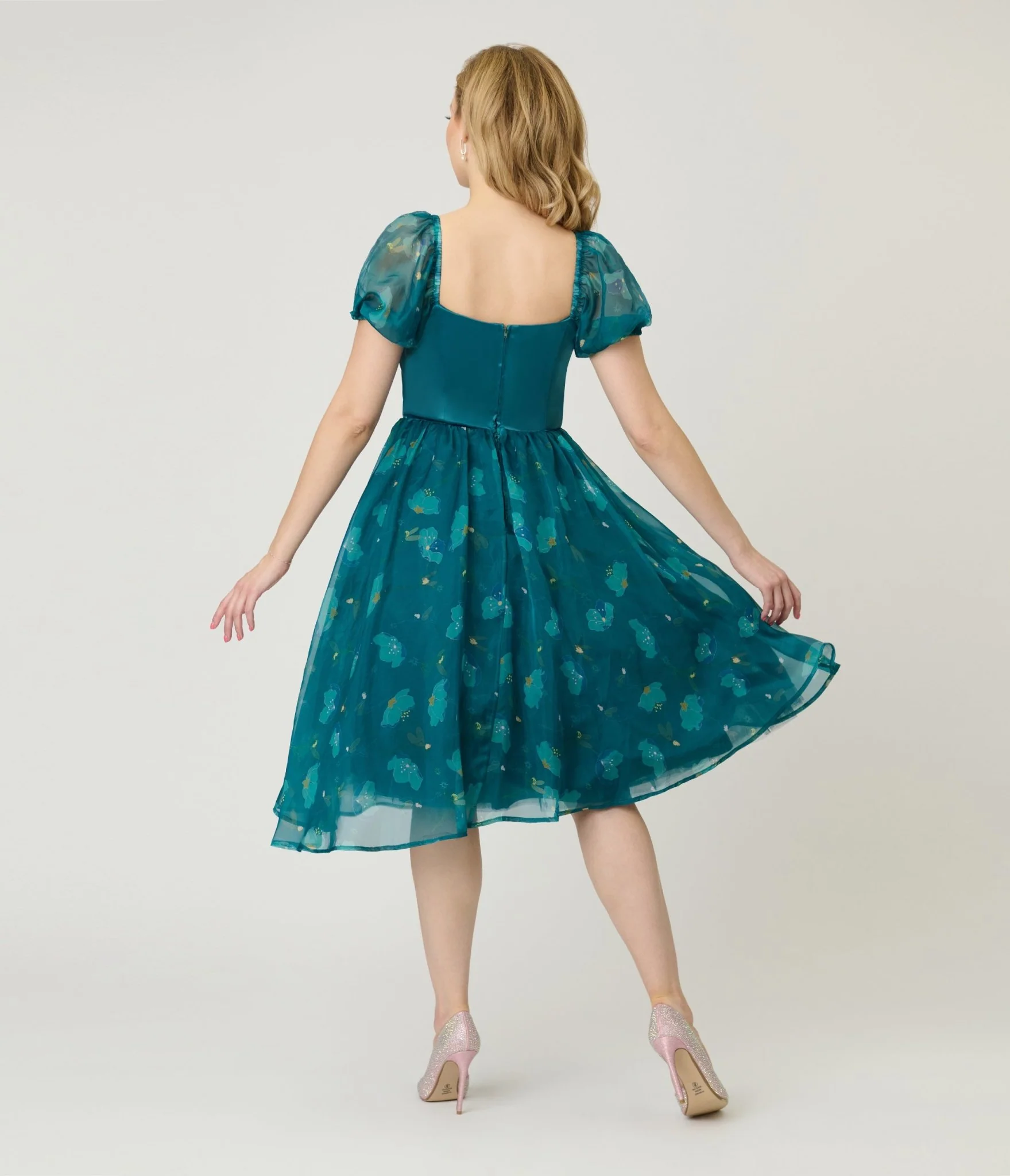 Disney Fantasia Collection by Unique Vintage Teal Fairies Light Up Swing Dress - Image 3