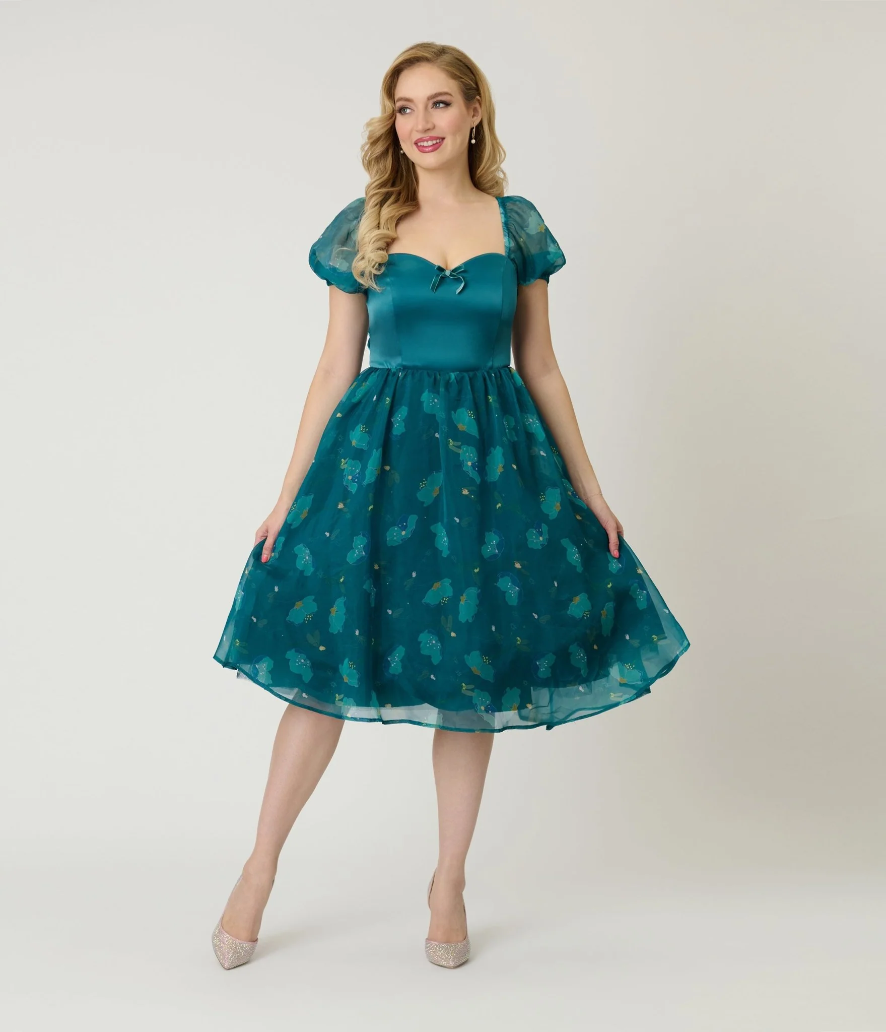 Disney Fantasia Collection by Unique Vintage Teal Fairies Light Up Swing Dress - Image 4