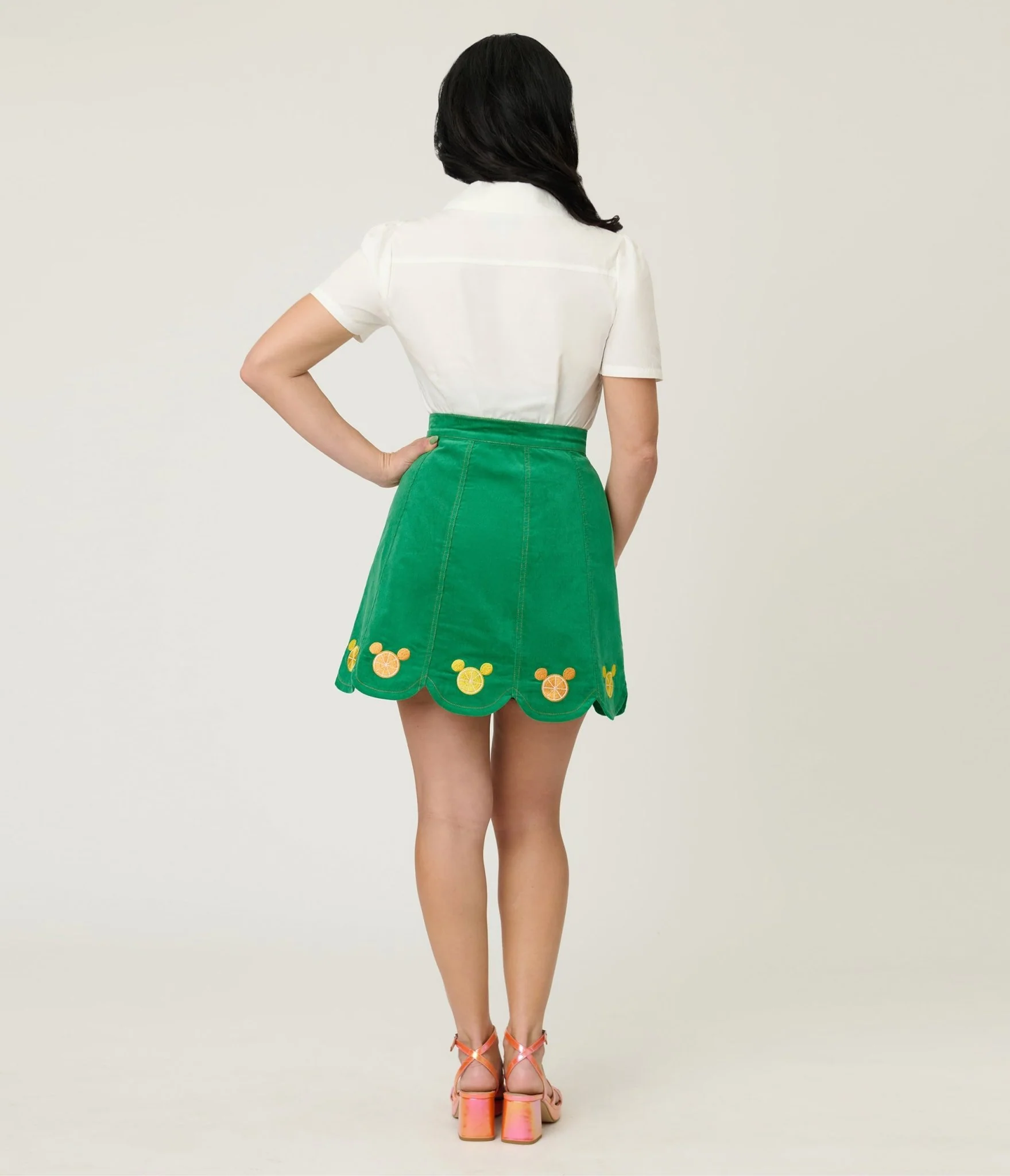 Disney Food Collection by Smak Parlour Green Mickey Citrus Corduroy Mini Skirt - Image 3