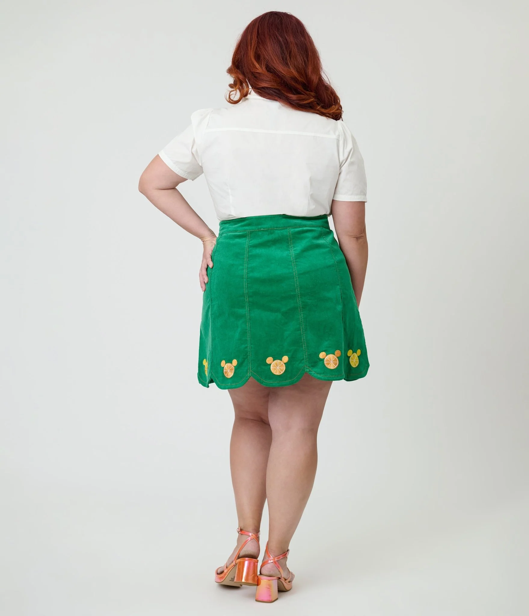 Disney Food Collection by Smak Parlour Plus Size Green Mickey Citrus Corduroy Mini Skirt - Image 3