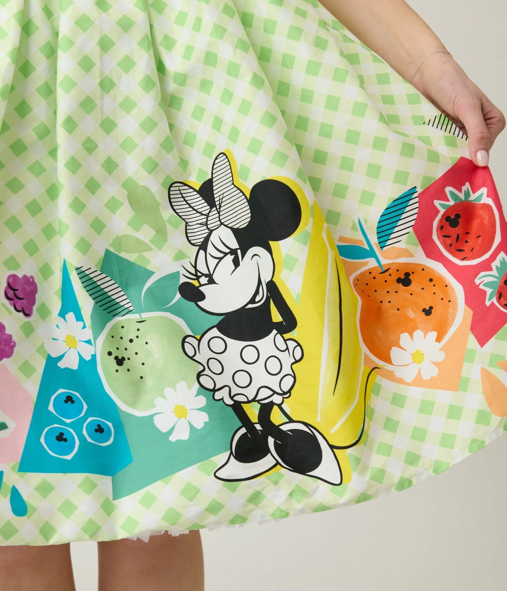 Disney Food Collection by Unique Vintage Green Gingham Mickey Fruit Salad Swing Dress - Image 5