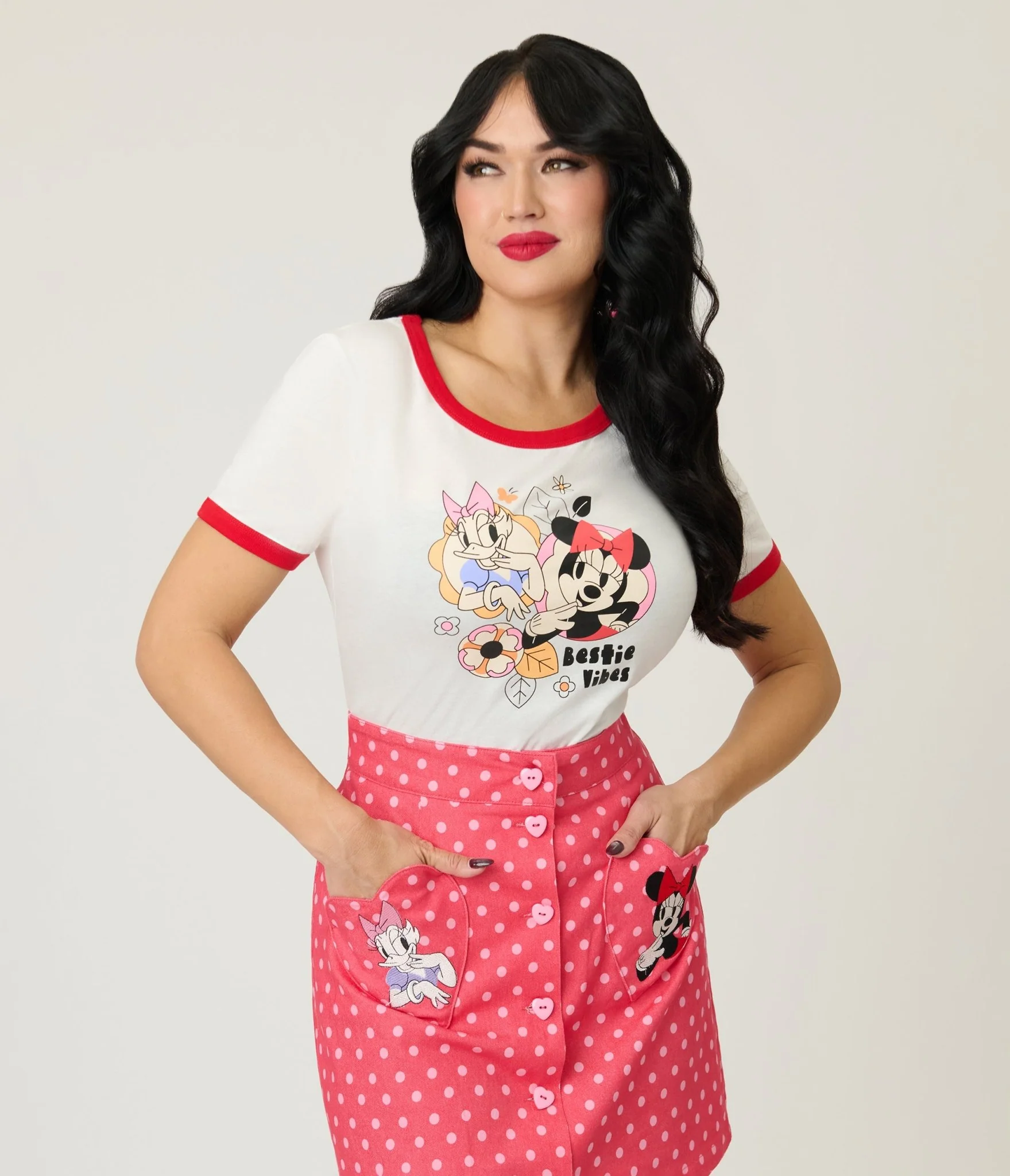 Disney Mickey & Friends Collection by Unique Vintage Bestie Vibes Unisex Ringer Graphic Tee