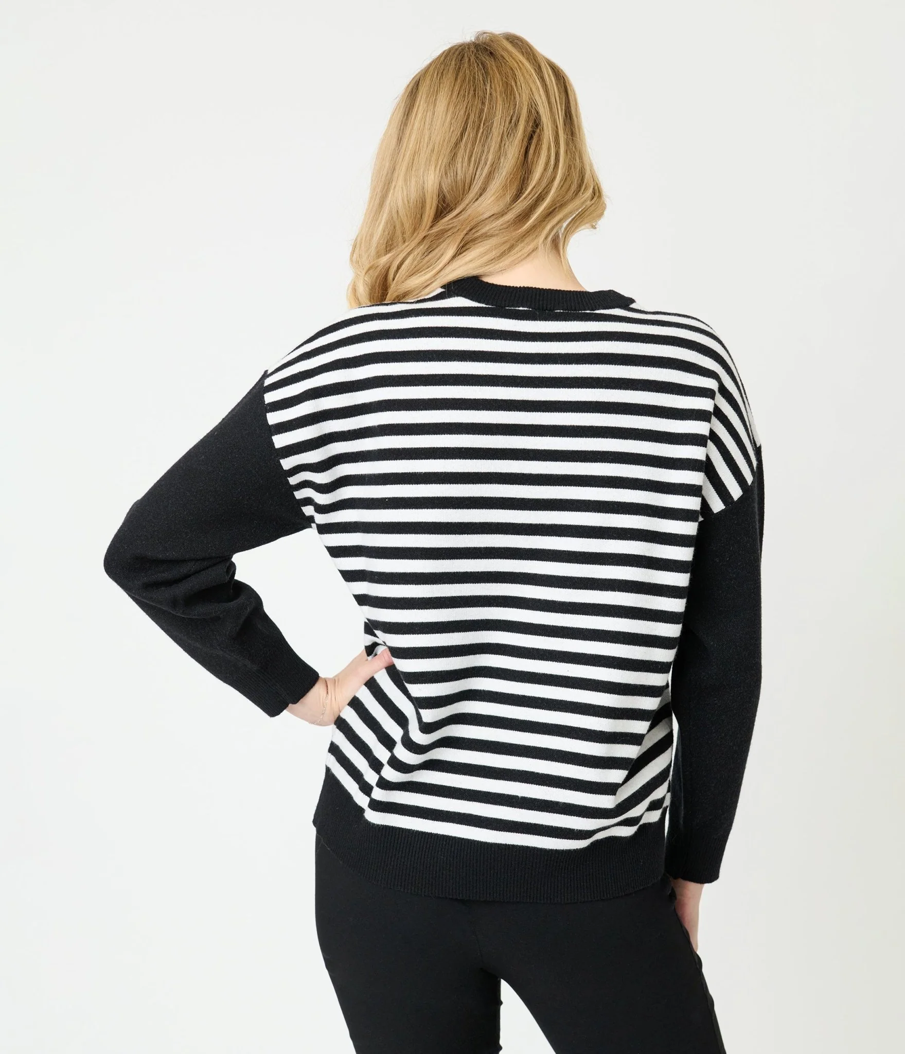 Disney Mickey & Friends Collection by Unique Vintage Black & White Stripe Mickey Sweater - Image 2