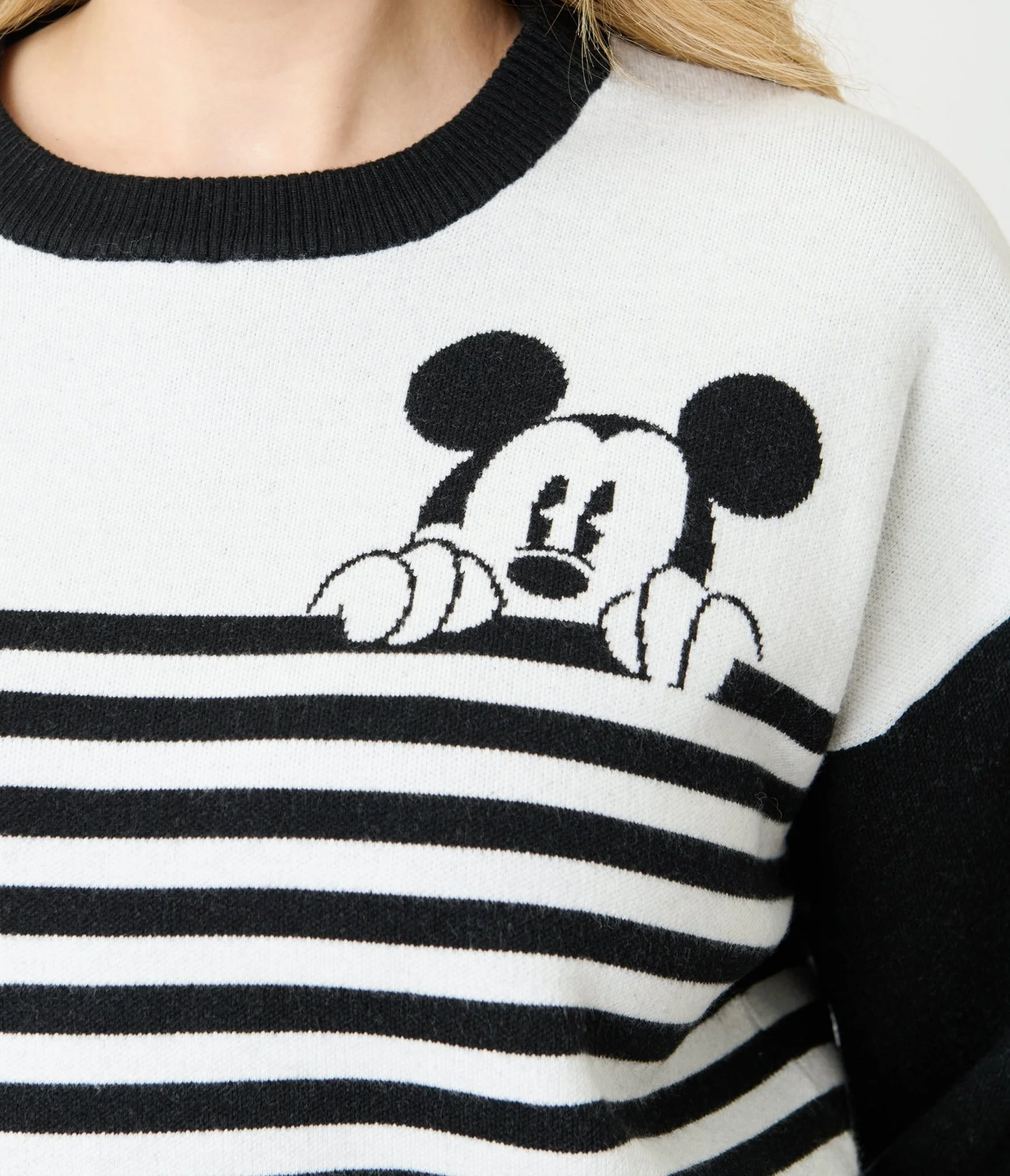 Disney Mickey & Friends Collection by Unique Vintage Black & White Stripe Mickey Sweater - Image 5