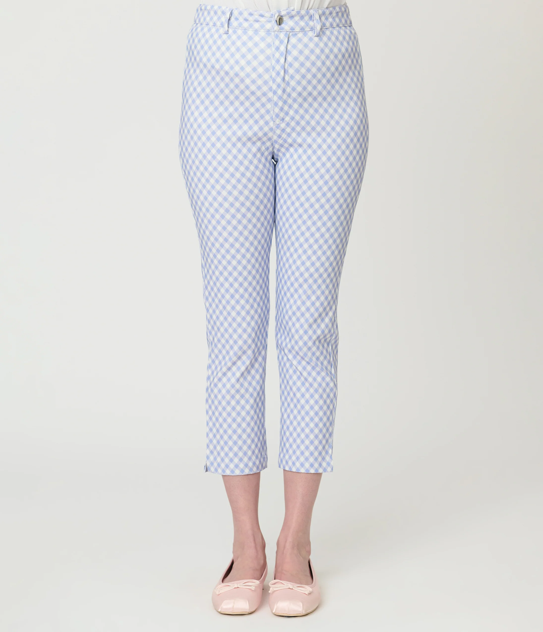 Disney Mickey & Friends Collection by Unique Vintage Blue Gingham Rachelle Capri Pants - Image 2