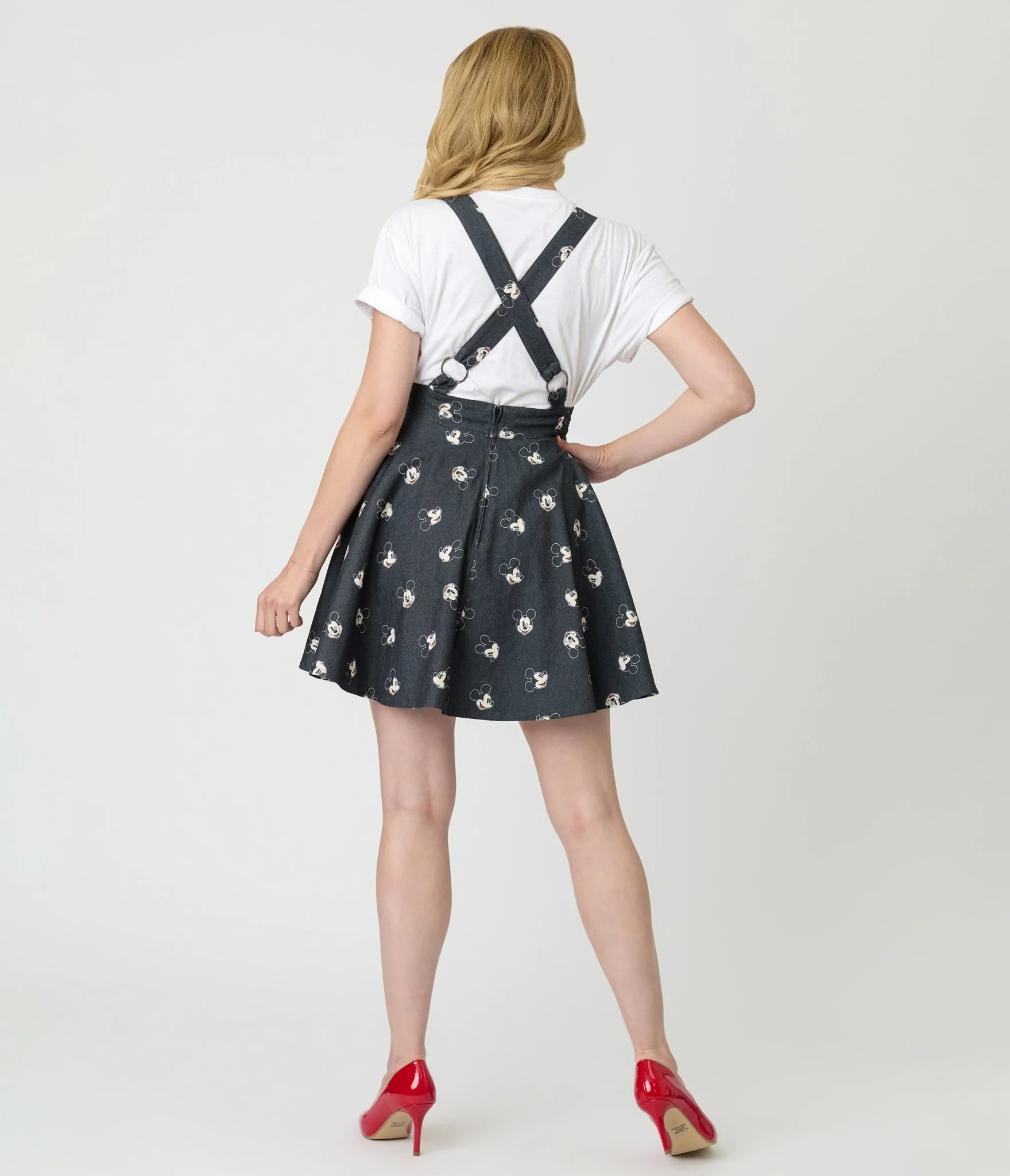 Disney Mickey & Friends Collection by Unique Vintage Mickey Face Pinafore Skirt - Image 2