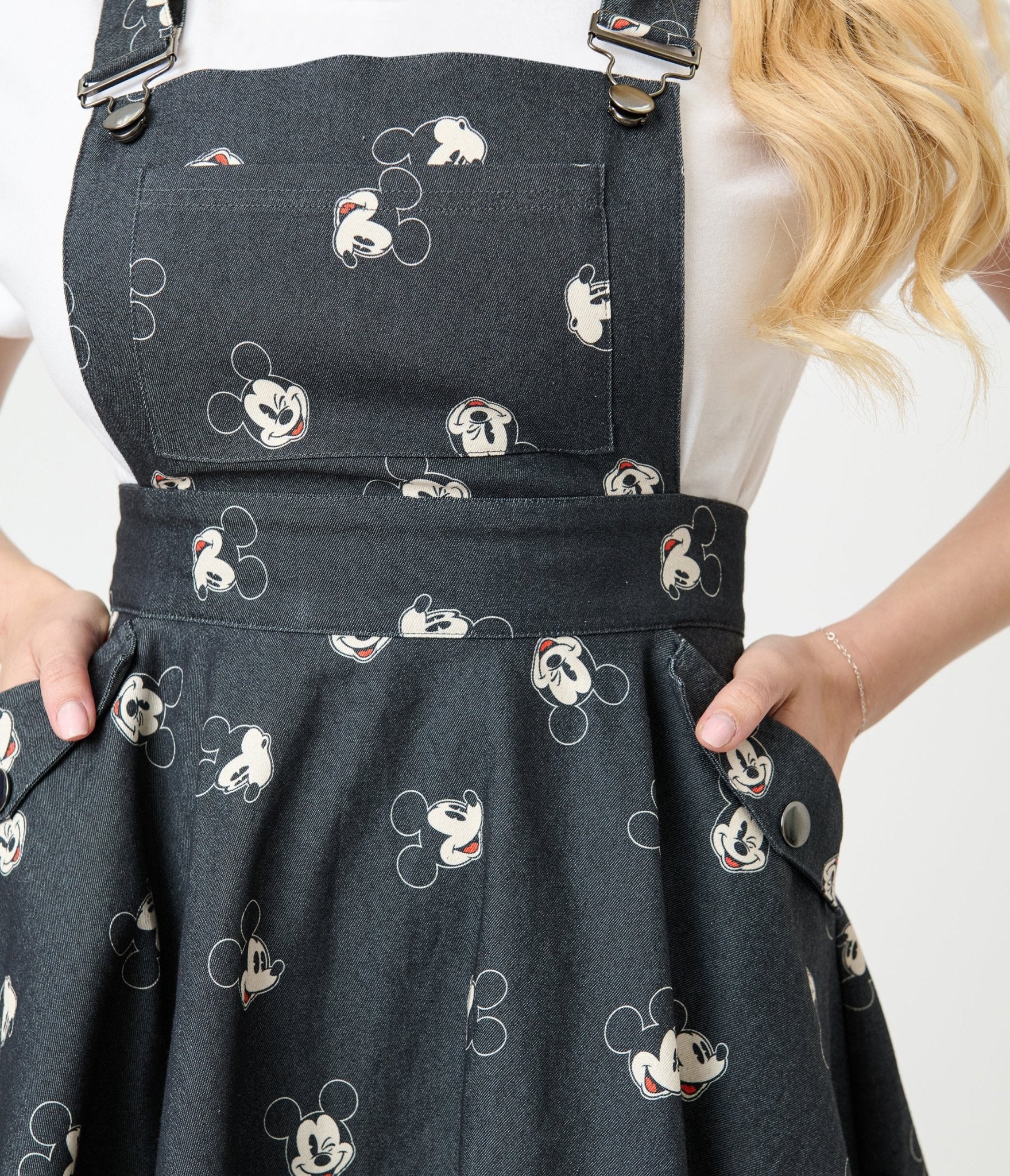 Disney Mickey & Friends Collection by Unique Vintage Mickey Face Pinafore Skirt - Image 5