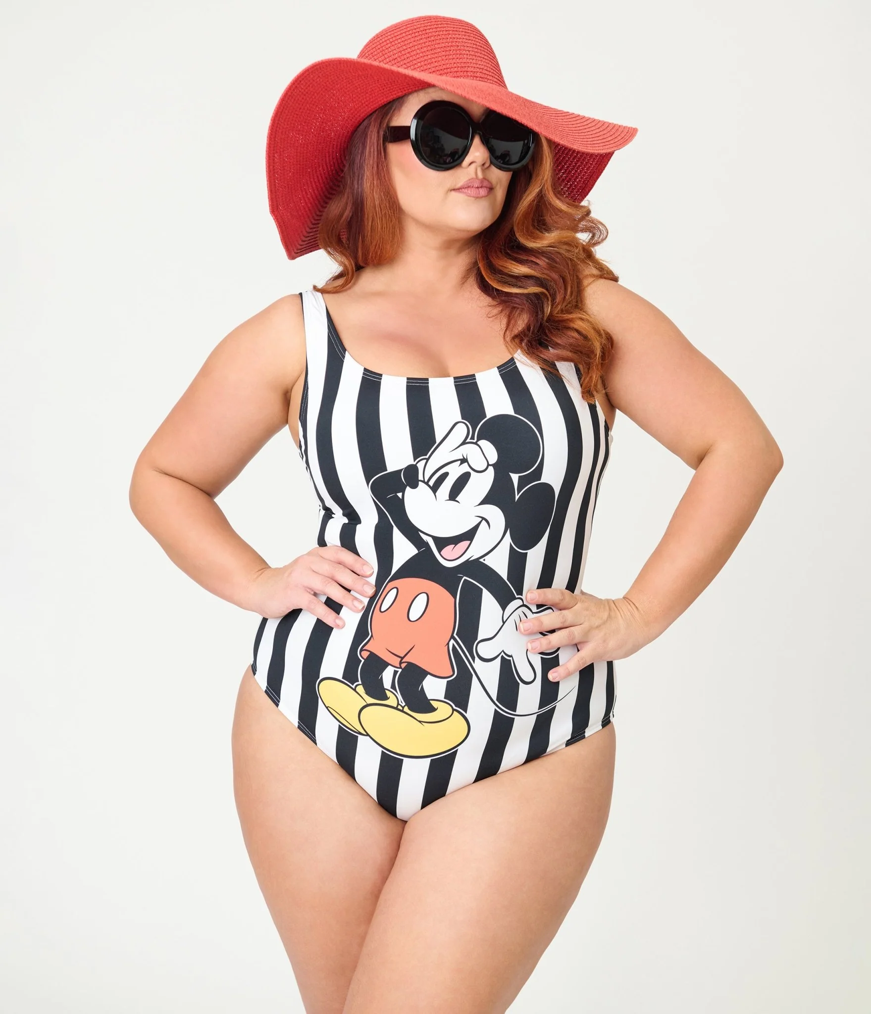 Disney Mickey & Friends Collection by Unique Vintage Plus Size Black Stripe Mickey Huntington Swimsuit - Image 3