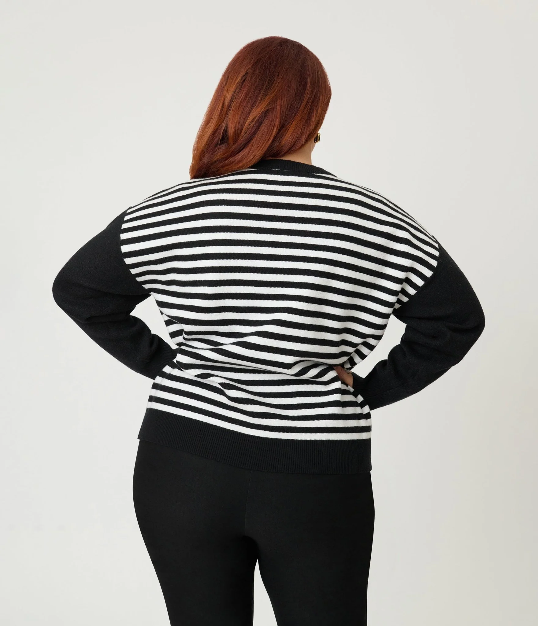 Disney Mickey & Friends Collection by Unique Vintage Plus Size Black & White Stripe Mickey Sweater - Image 2