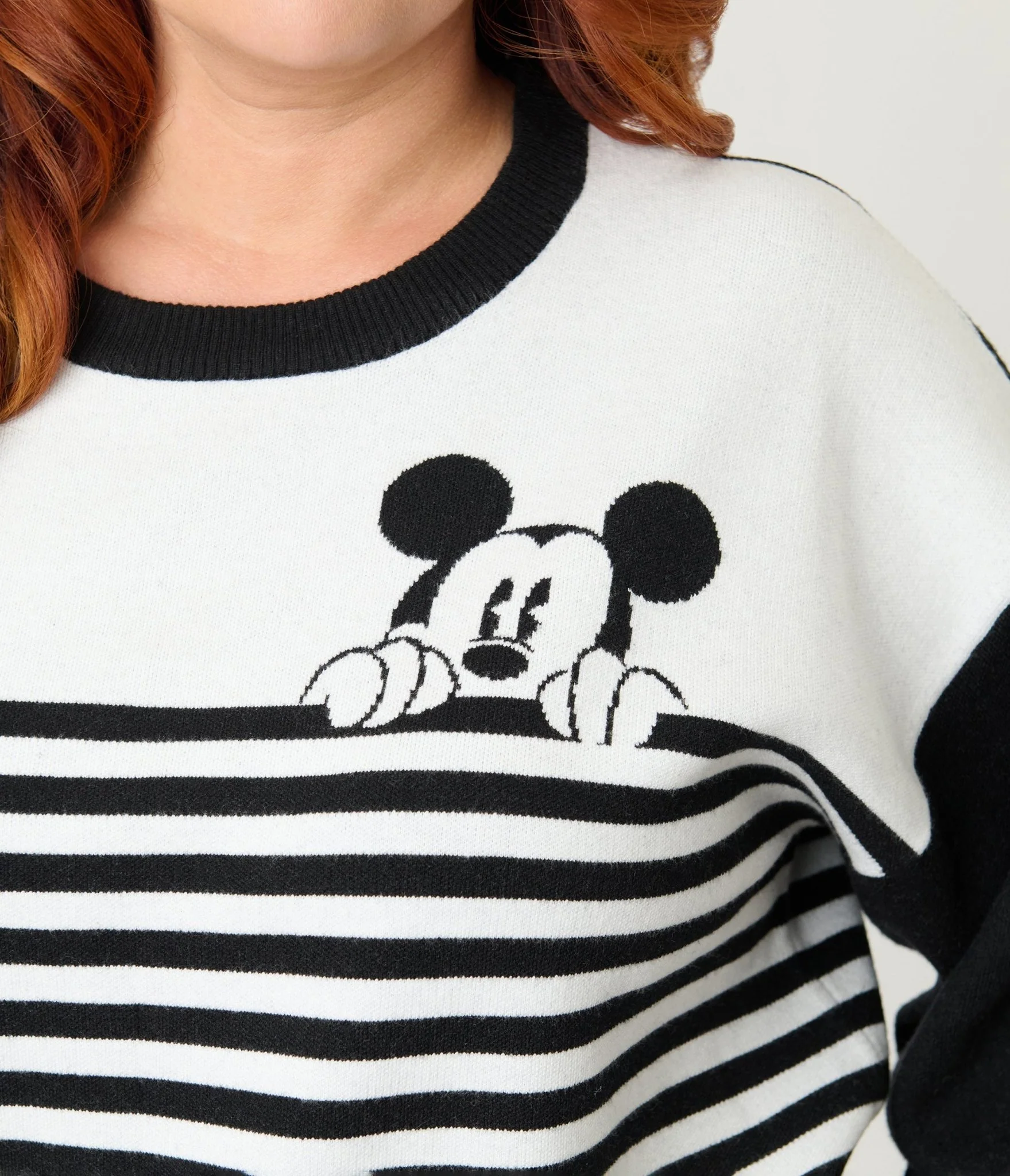 Disney Mickey & Friends Collection by Unique Vintage Plus Size Black & White Stripe Mickey Sweater - Image 5