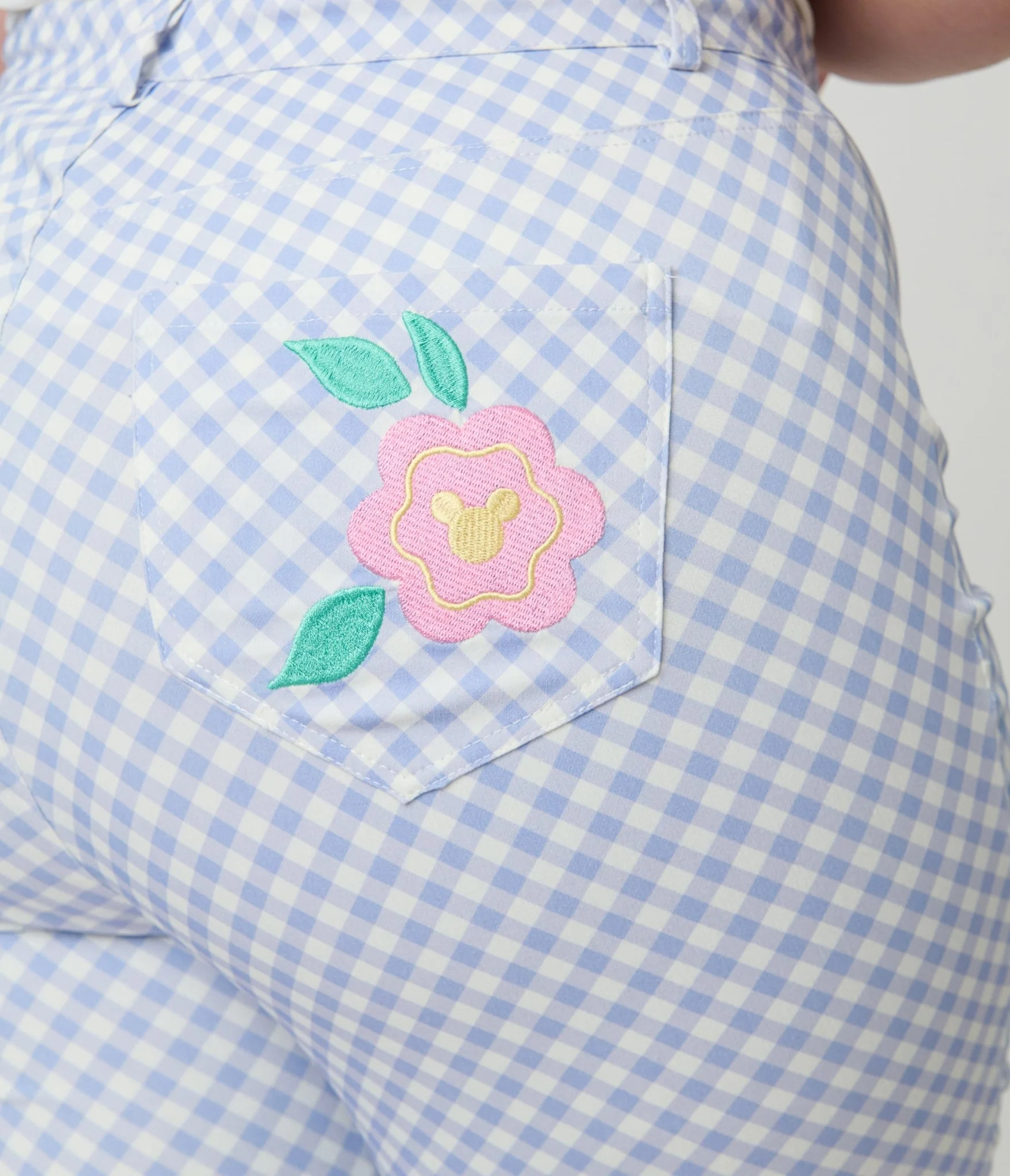 Disney Mickey & Friends Collection by Unique Vintage Plus Size Blue Gingham Rachelle Capri Pants - Image 5