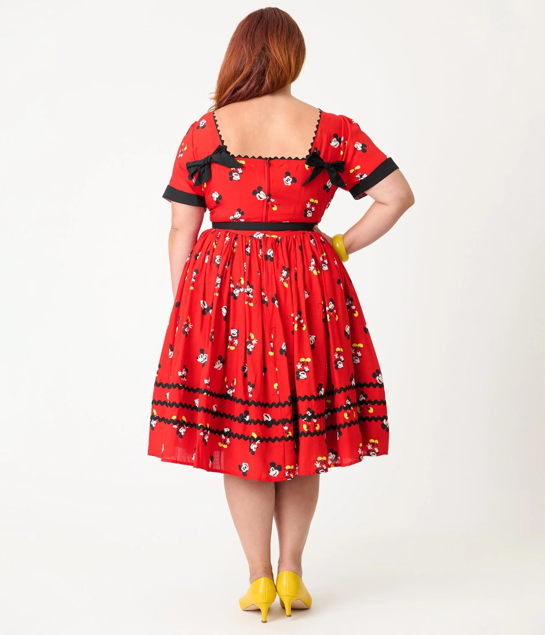 Disney Mickey & Friends Collection by Unique Vintage Plus Size Red Mickey Print Swing Dress - Image 2