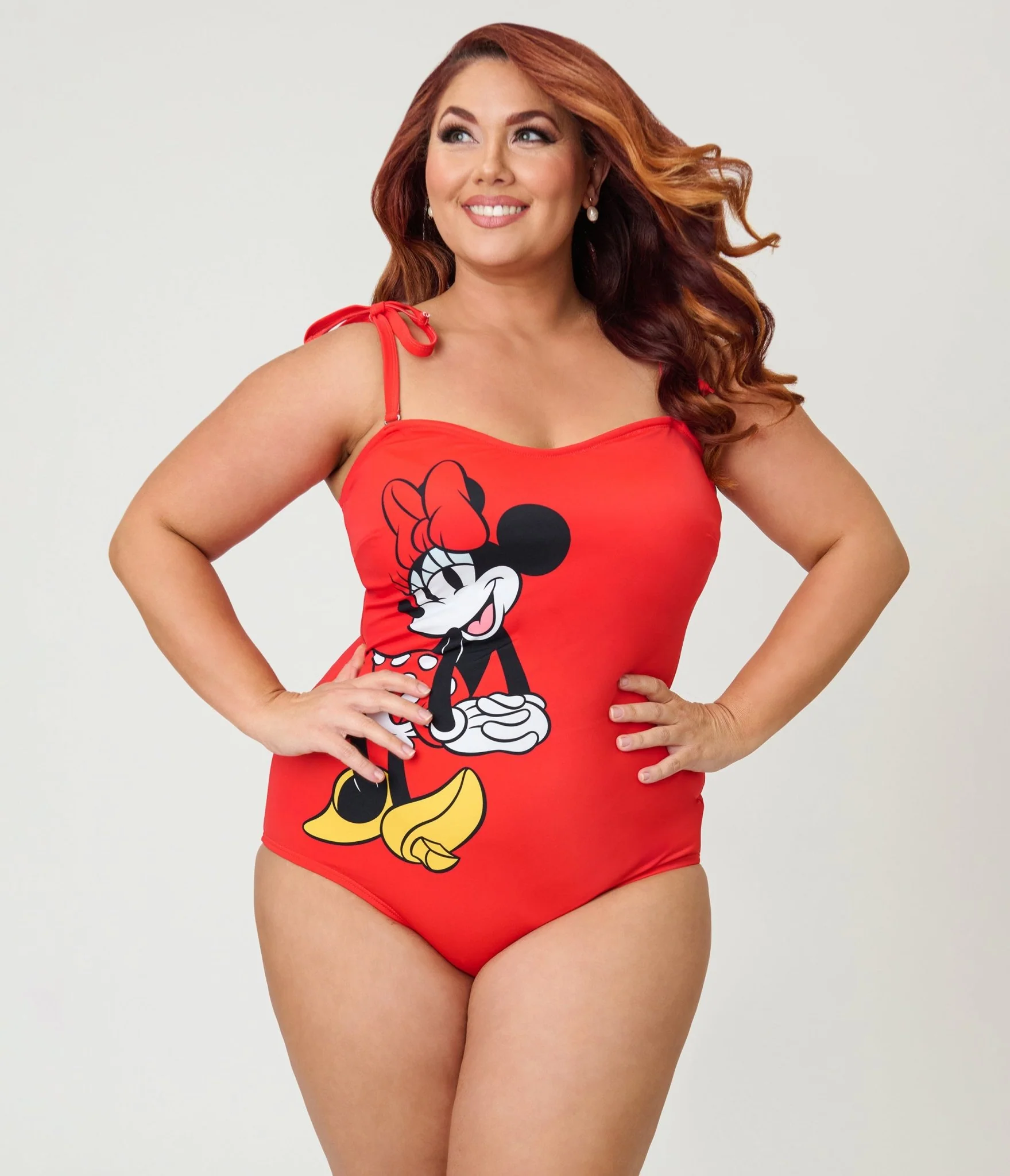 Disney Mickey & Friends Collection by Unique Vintage Plus Size Red Minnie One Piece Swimsuit - Image 3