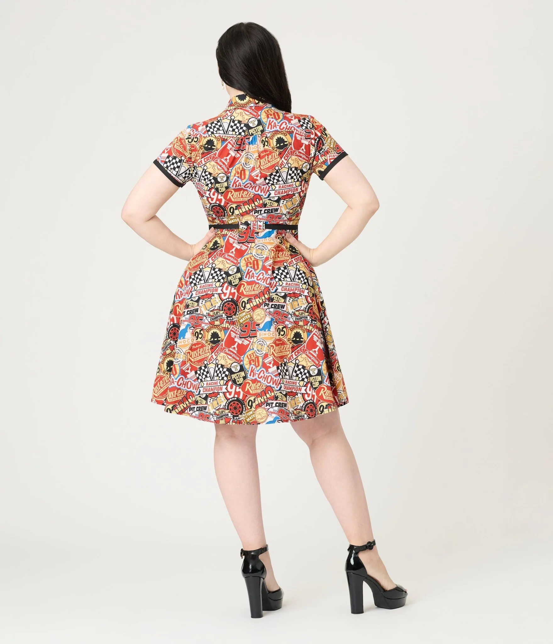 Disney Pixar Cars Collection by Smak Parlour Cars Patches Cotton Fit & Flare Dress - Image 2