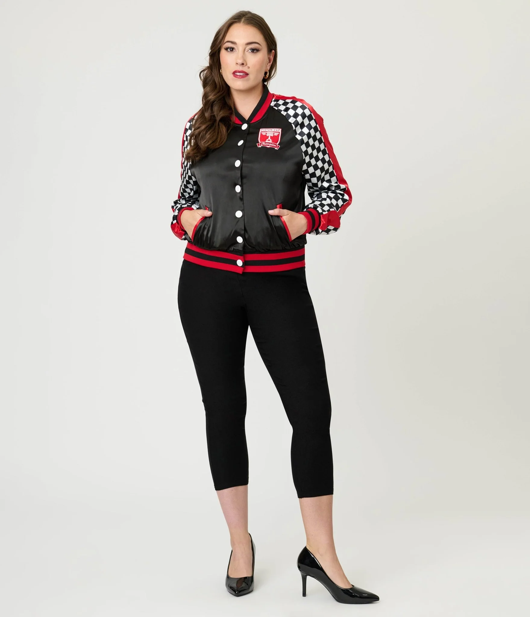 Disney Pixar Cars Collection by Unique Vintage Lightning McQueen Champion Satin Bomber Jacket - Image 4