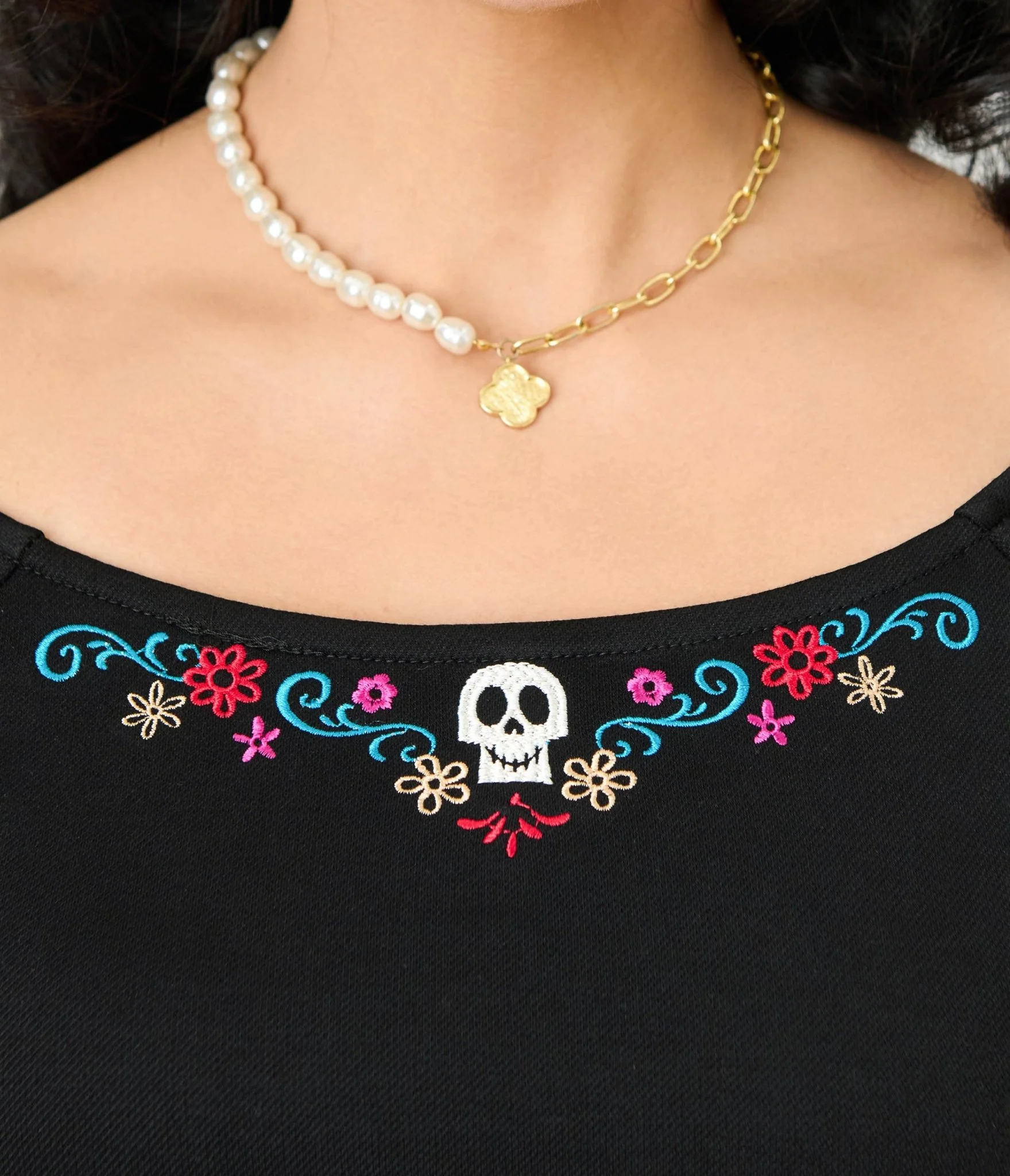 Disney Pixar Coco Collection by Unique Vintage Embroidered Hector Skull Sweater - Image 5