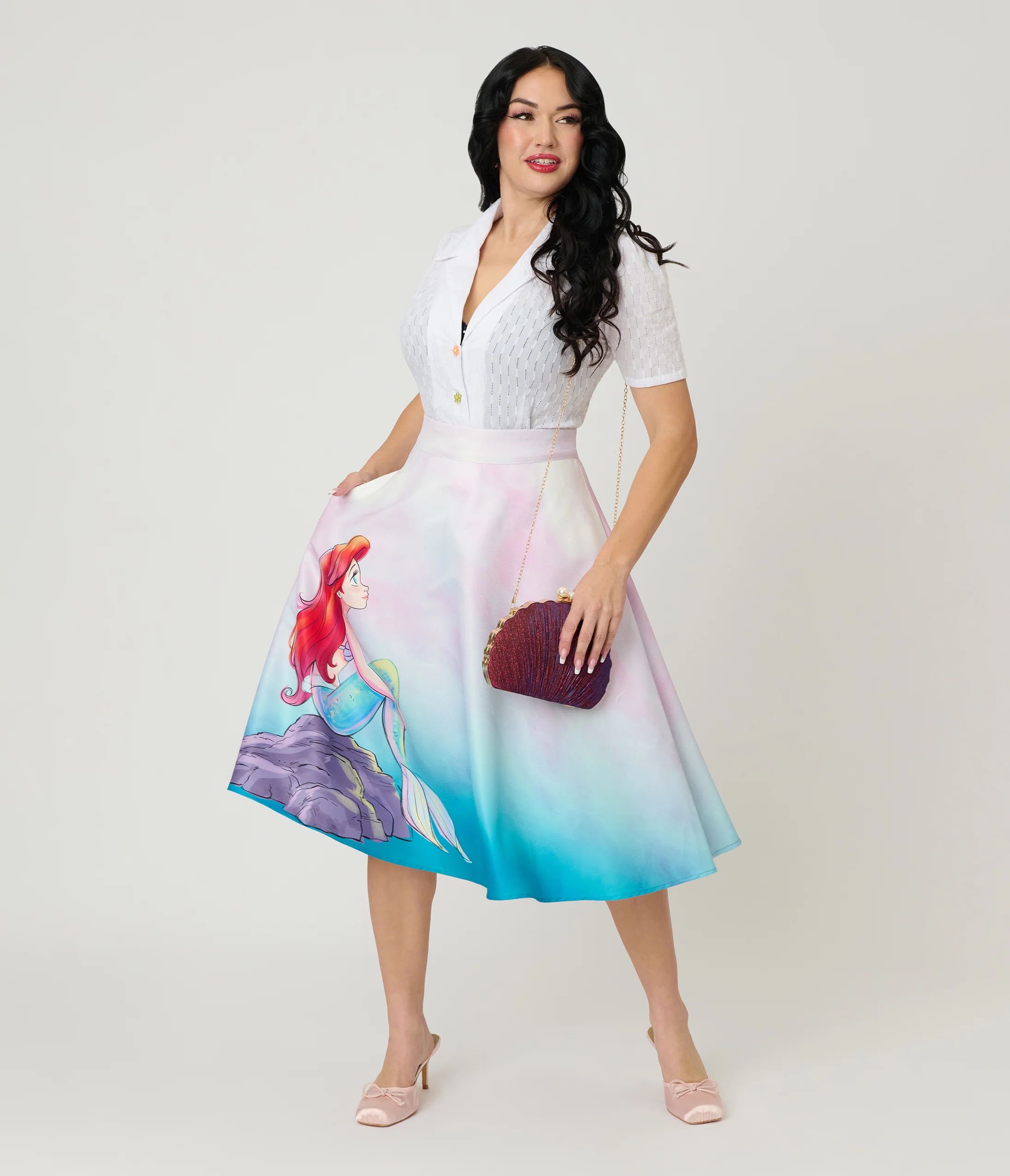 Disney Princess Collection by Unique Vintage Ariel Swing Skirt - Image 4