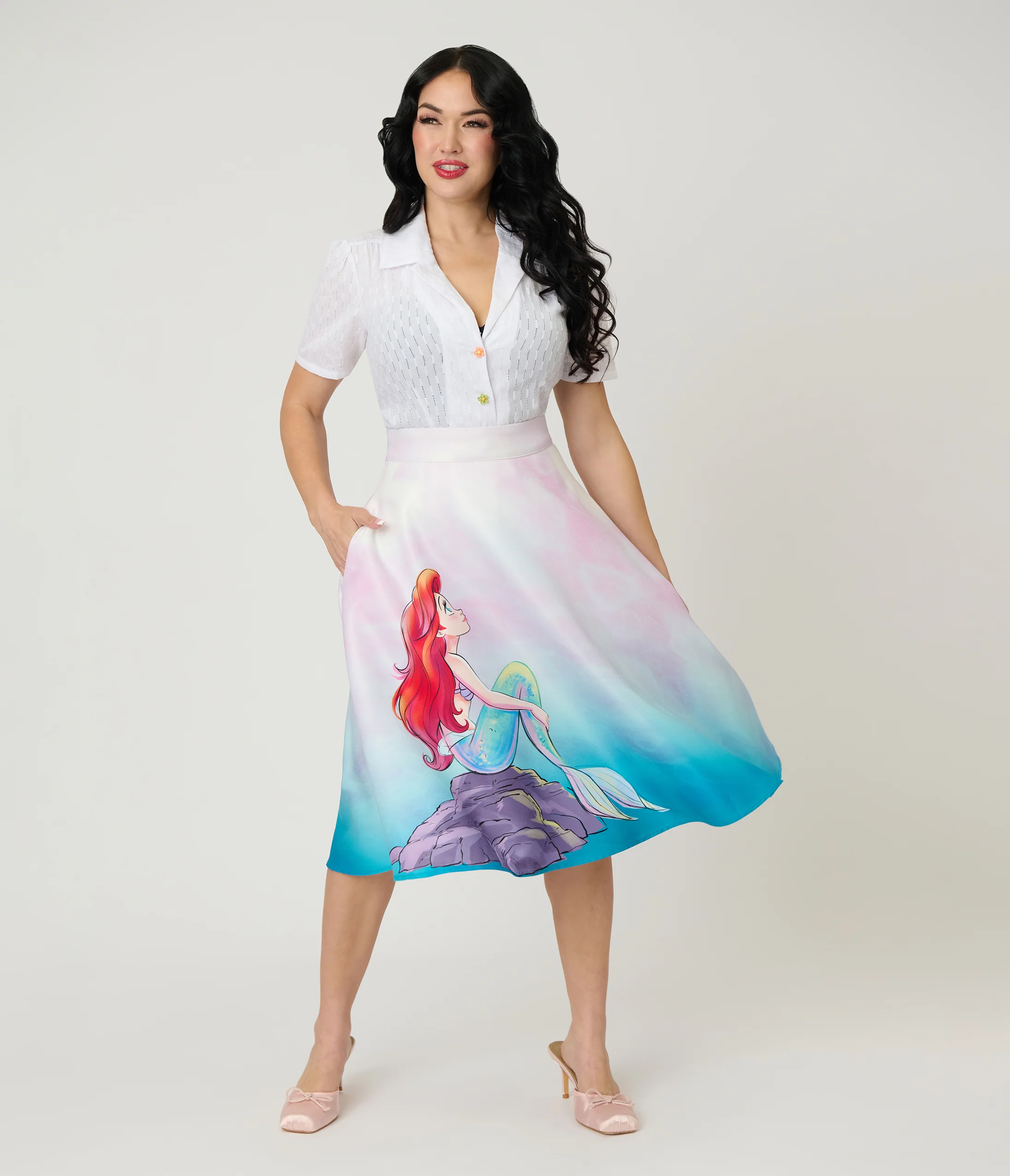 Disney Princess Collection by Unique Vintage Ariel Swing Skirt - Image 5