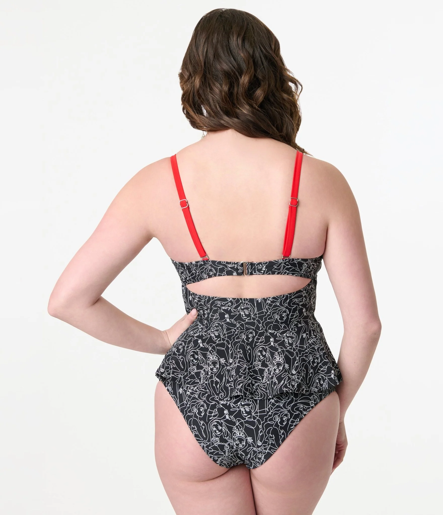 Disney Princess Collection by Unique Vintage Black & White Princess Print Swim Bottoms - Image 3