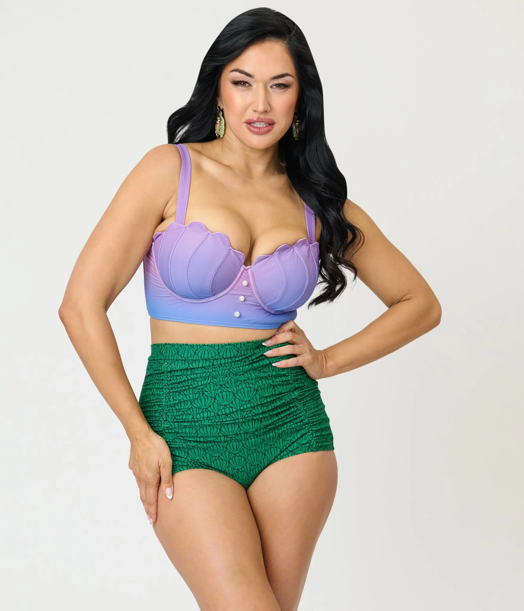 Disney Princess Collection by Unique Vintage Green Ariel Shell Monroe Swim Bottom - Image 4