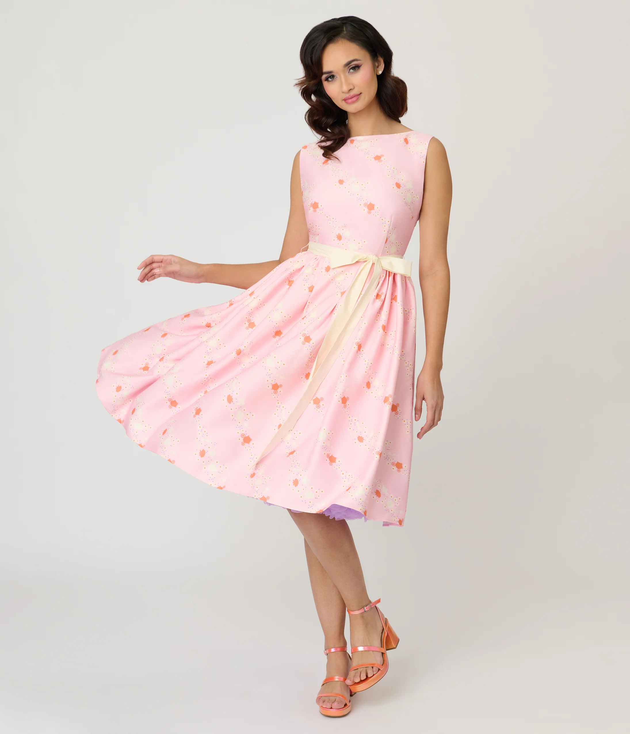 Disney Princess Collection by Unique Vintage Pink Princess Sleeveless Swing Dress - Image 3