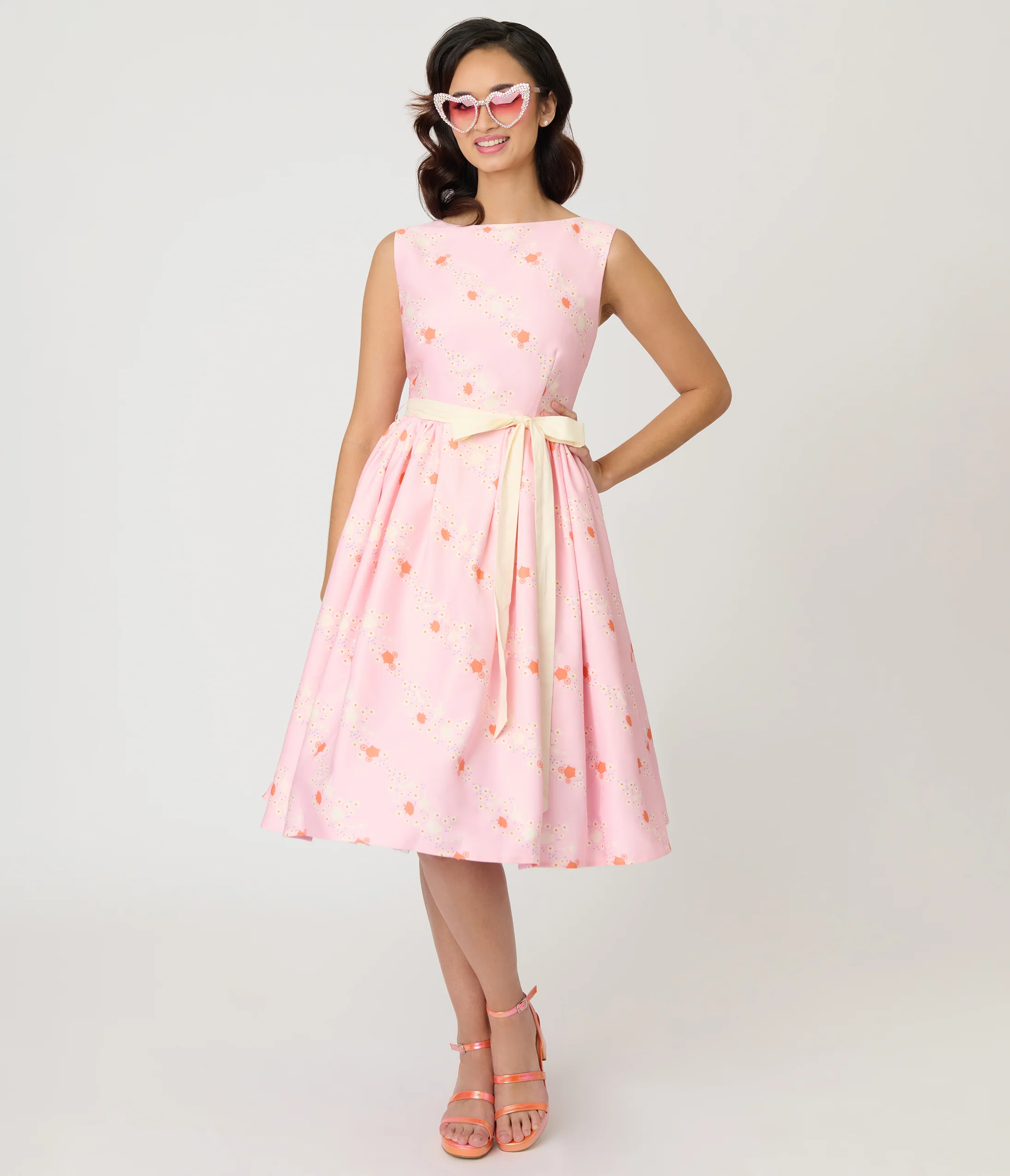 Disney Princess Collection by Unique Vintage Pink Princess Sleeveless Swing Dress - Image 4
