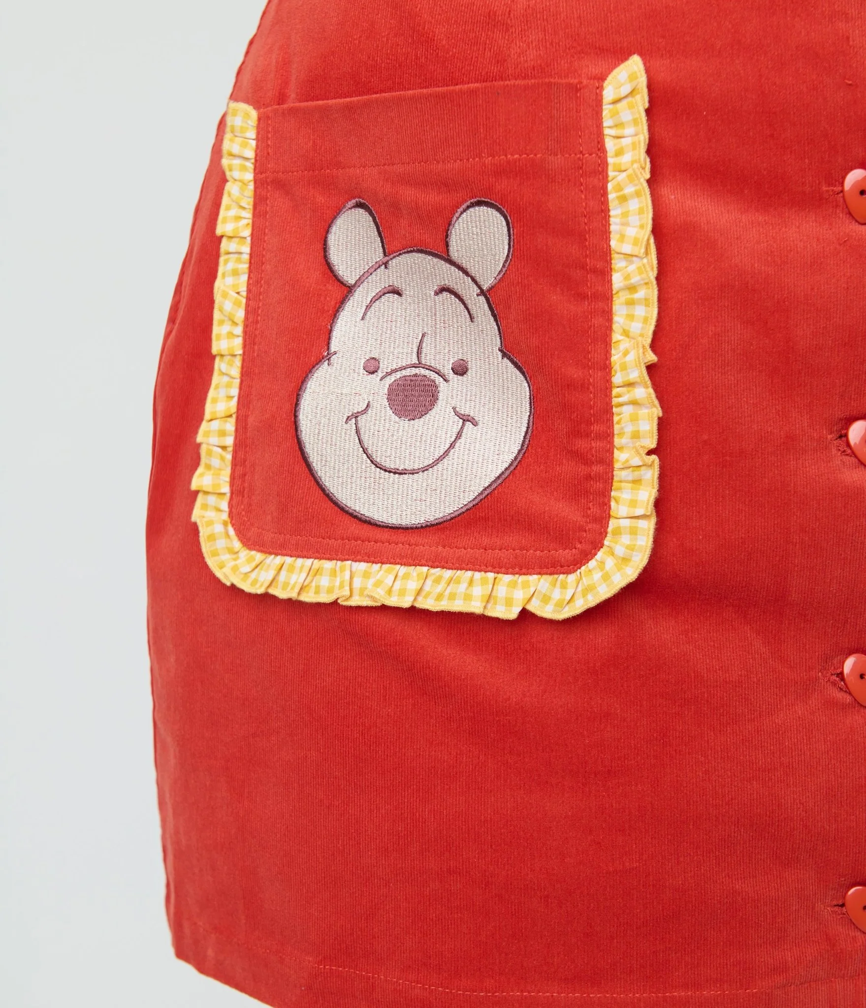 Disney Winnie the Pooh Collection by Smak Parlour Plus Size Red Embroidered Pocket Mini Skirt - Image 5