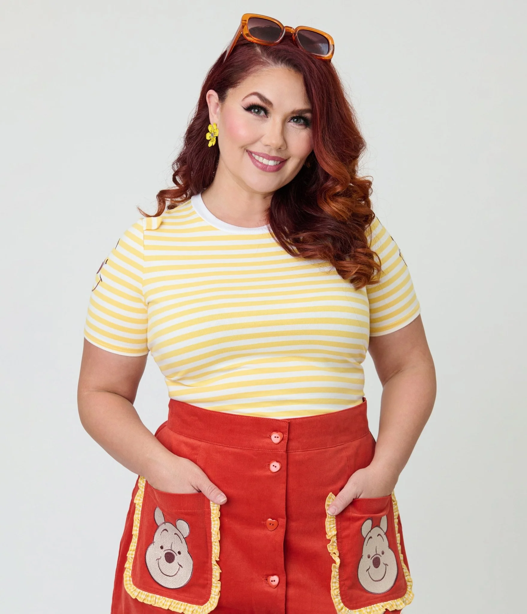Disney Winnie the Pooh Collection by Unique Vintage Plus Size Yellow Stripe Back to Basics Top