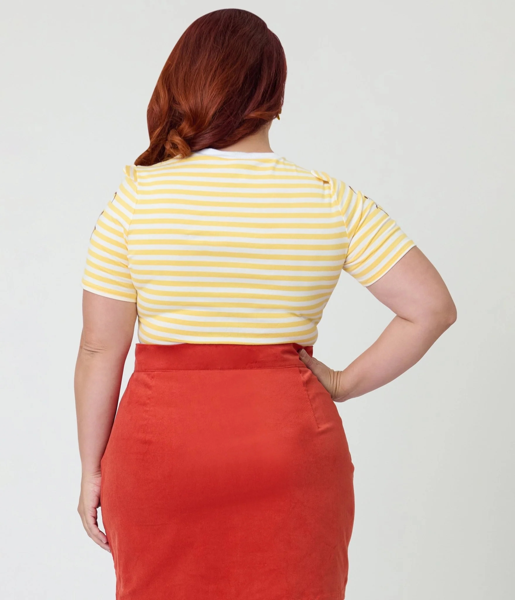 Disney Winnie the Pooh Collection by Unique Vintage Plus Size Yellow Stripe Back to Basics Top - Image 2