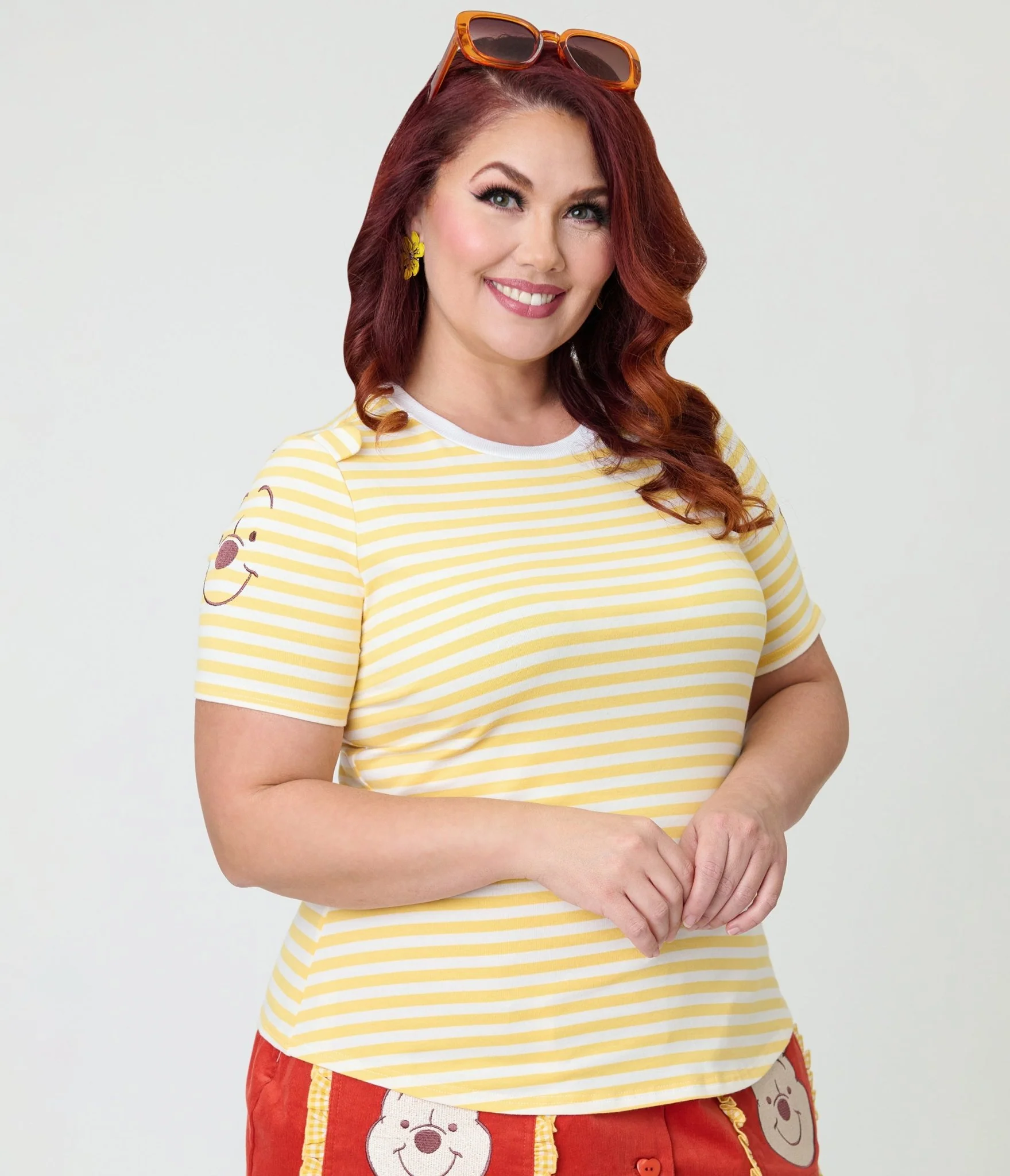 Disney Winnie the Pooh Collection by Unique Vintage Plus Size Yellow Stripe Back to Basics Top - Image 3