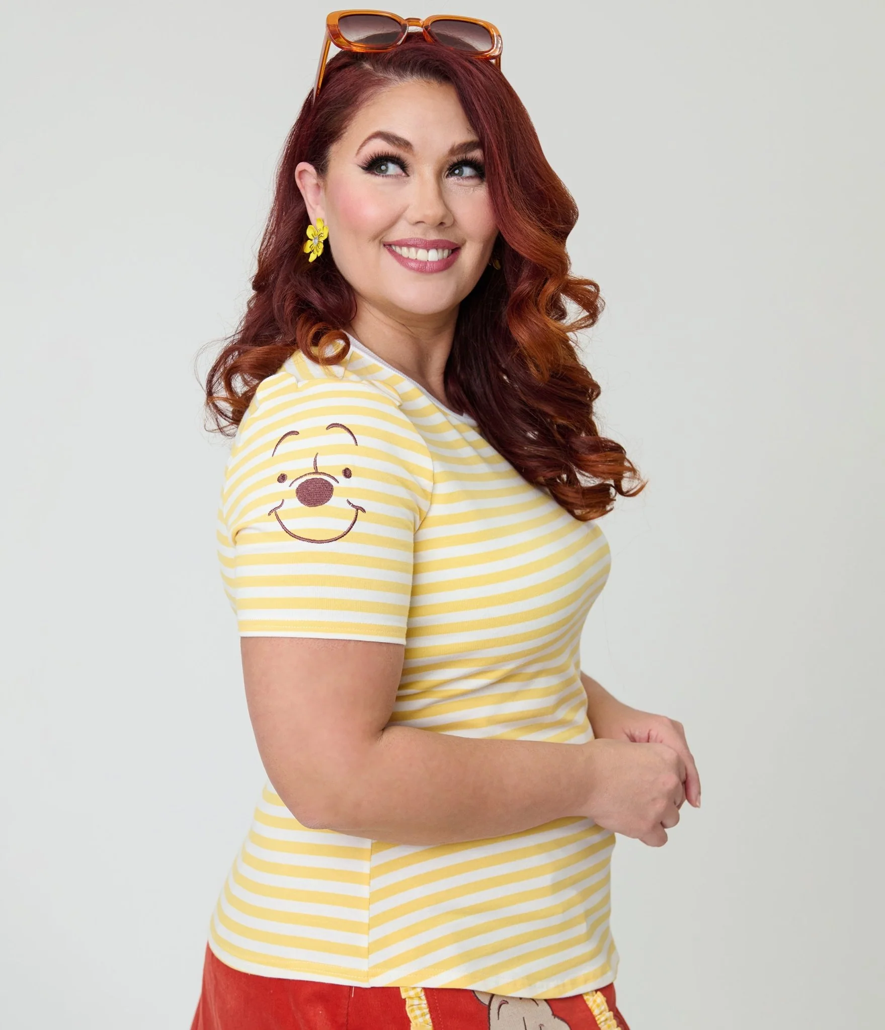 Disney Winnie the Pooh Collection by Unique Vintage Plus Size Yellow Stripe Back to Basics Top - Image 4