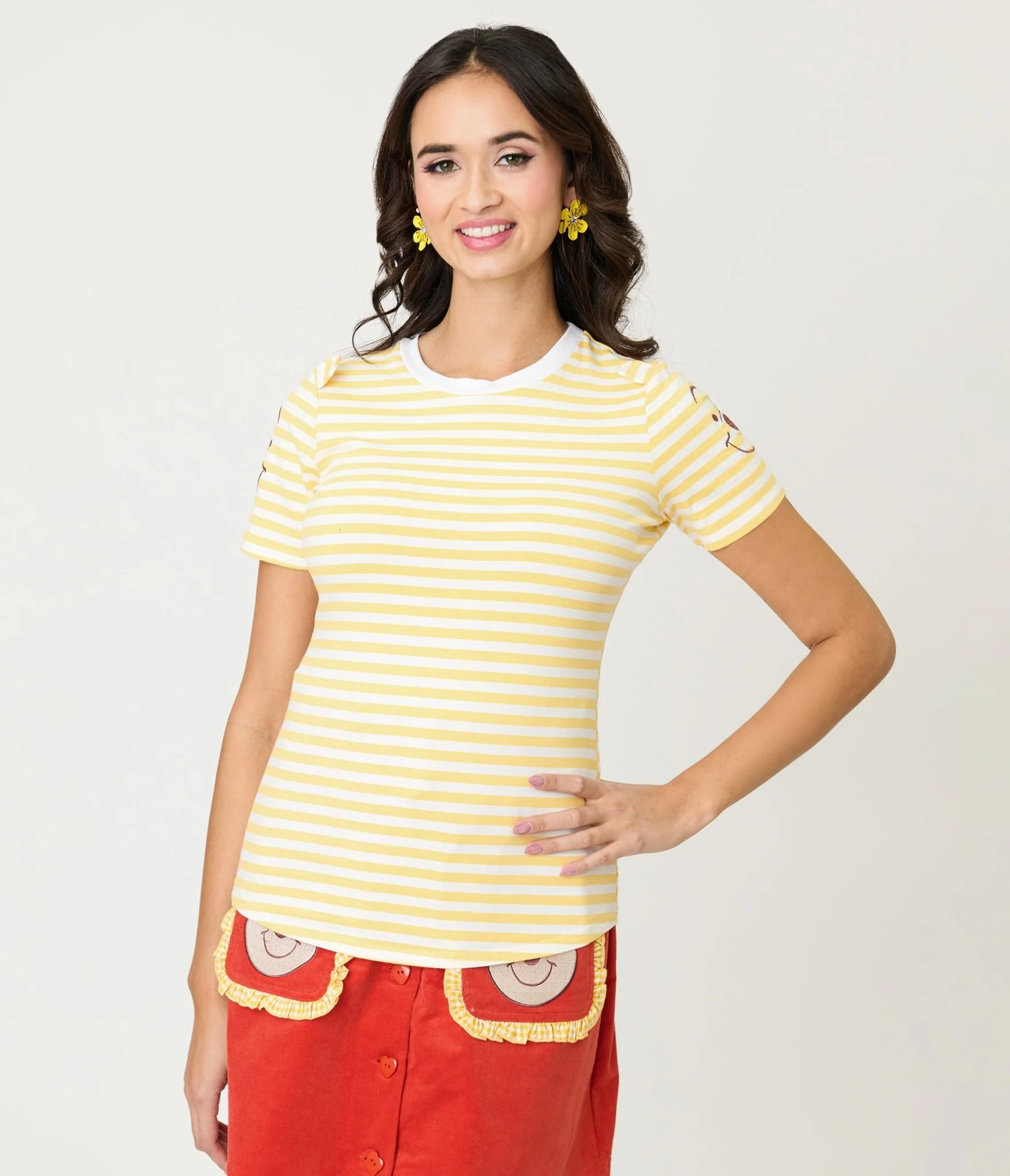 Disney Winnie the Pooh Collection by Unique Vintage Yellow Stripe Back to Basics Top - Image 3
