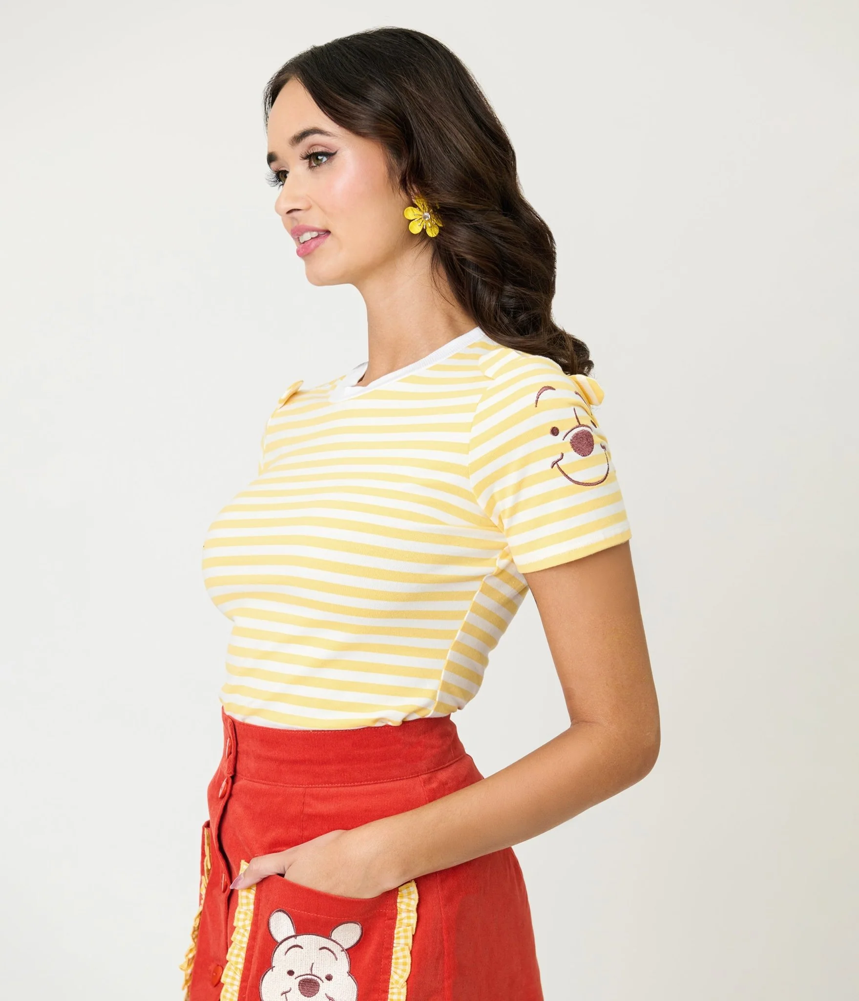 Disney Winnie the Pooh Collection by Unique Vintage Yellow Stripe Back to Basics Top - Image 5