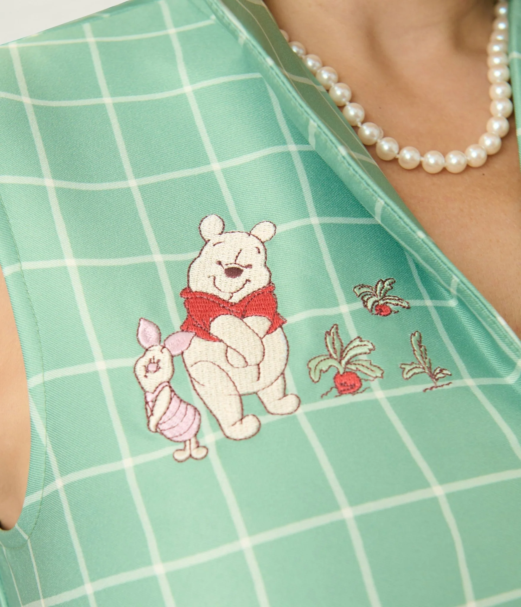 Disney Winnie the Pooh x Unique Vintage Green Plaid Edith Swing Dress - Image 4