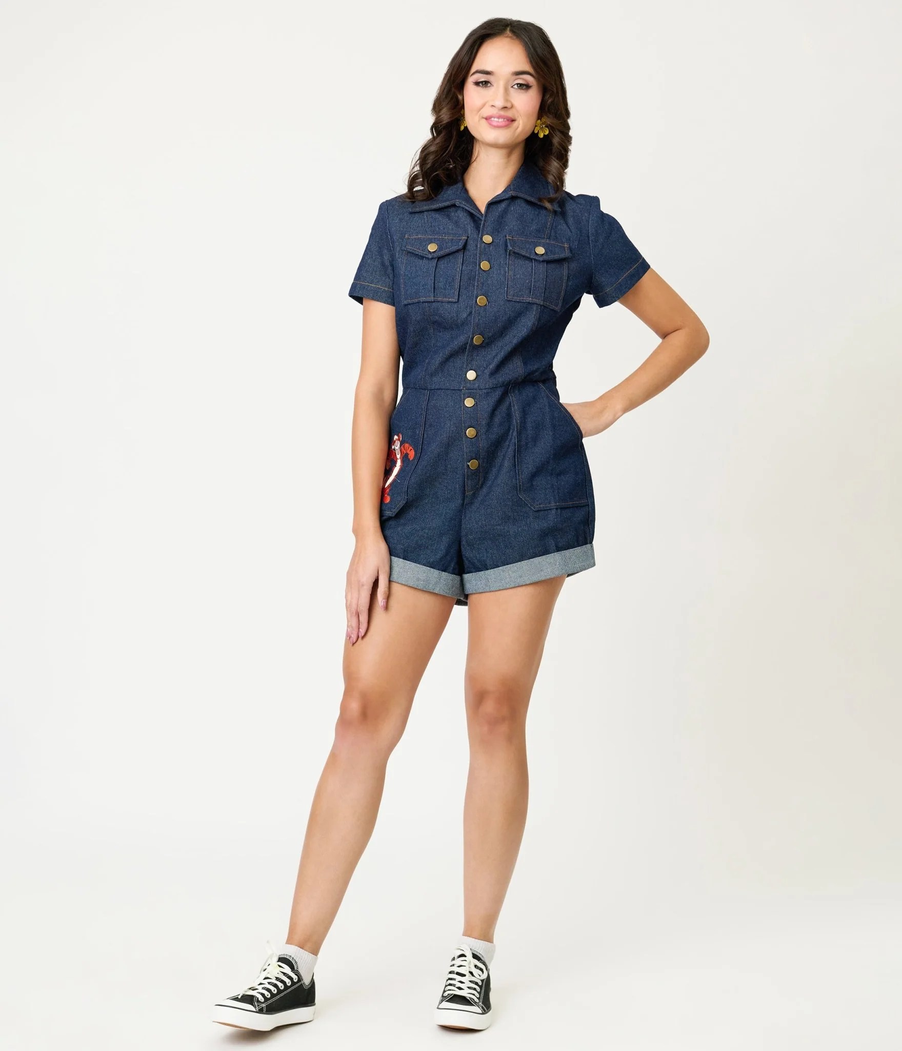 Disney Winnie the Pooh x Unique Vintage Tigger Denim Romper - Image 3