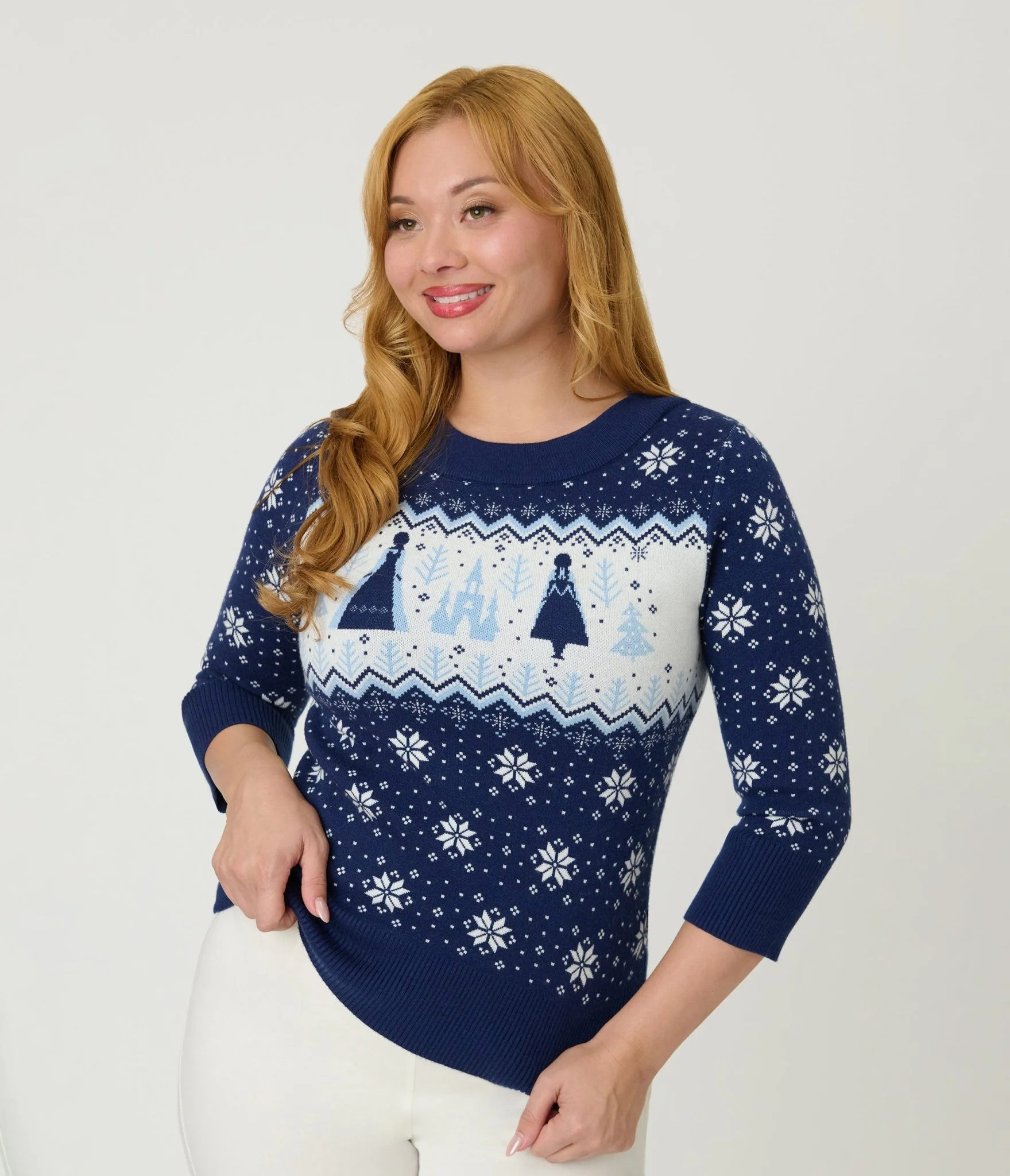 Disney's Frozen Collection by Unique Vintage Elsa & Anna Fair Isle Minou Sweater - Image 3