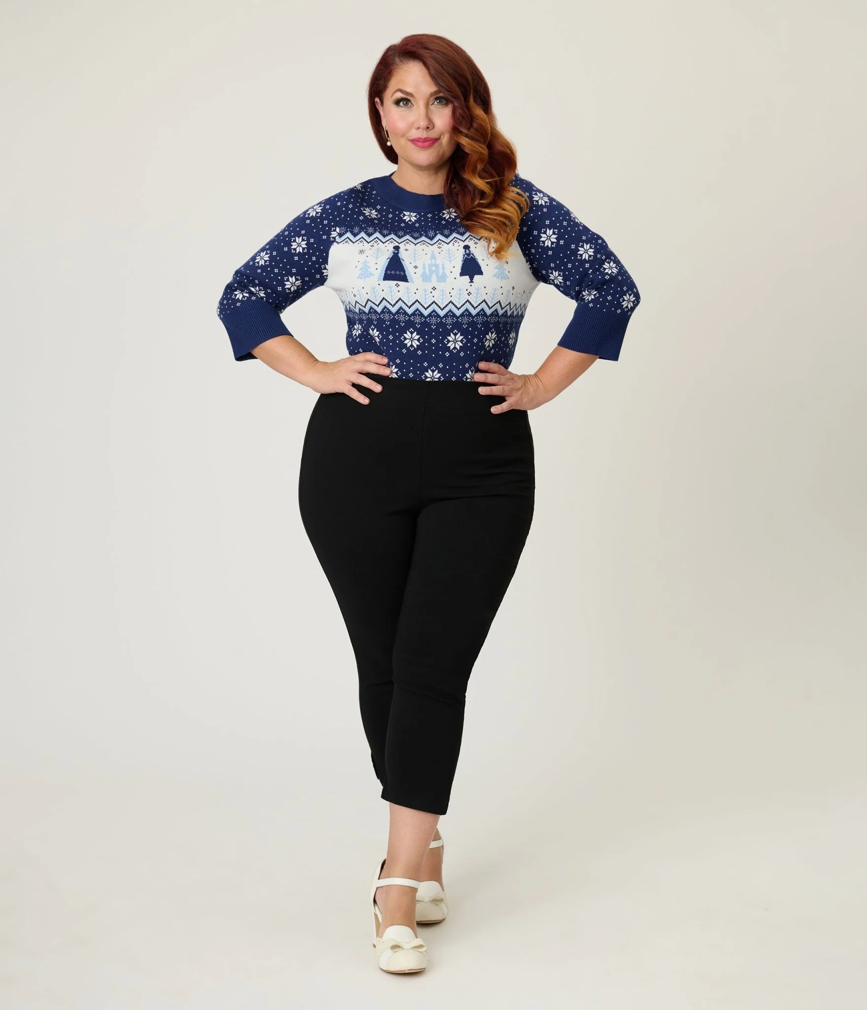 Disney's Frozen Collection by Unique Vintage Plus Size Elsa & Anna Fair Isle Minou Sweater - Image 4