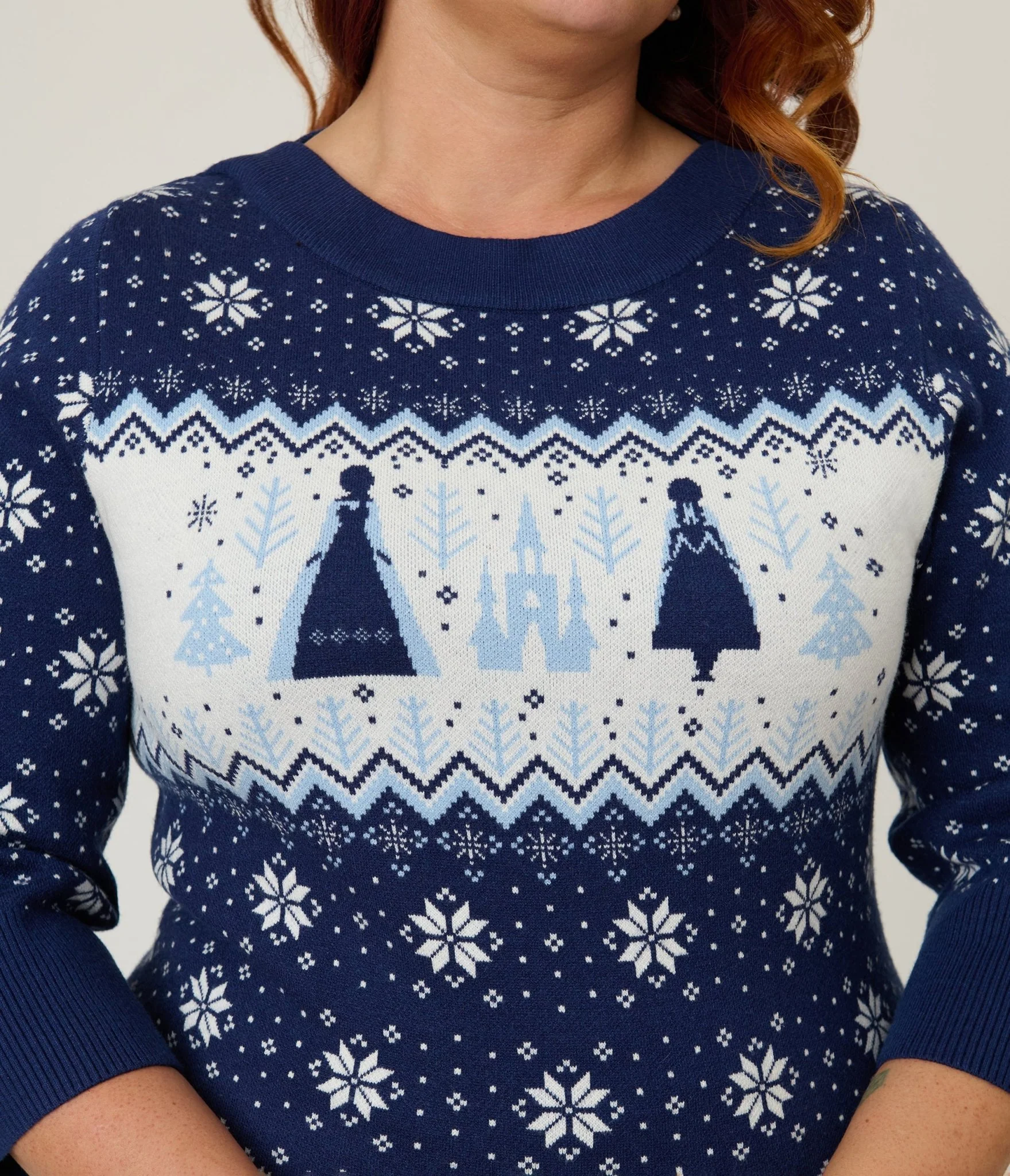 Disney's Frozen Collection by Unique Vintage Plus Size Elsa & Anna Fair Isle Minou Sweater - Image 5