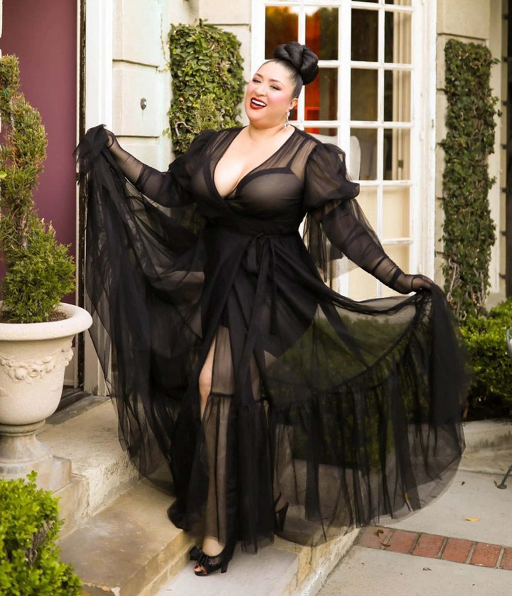 Elle Rebel Black Sheer Timeless Temptress Tulle Robe Dress - Image 3