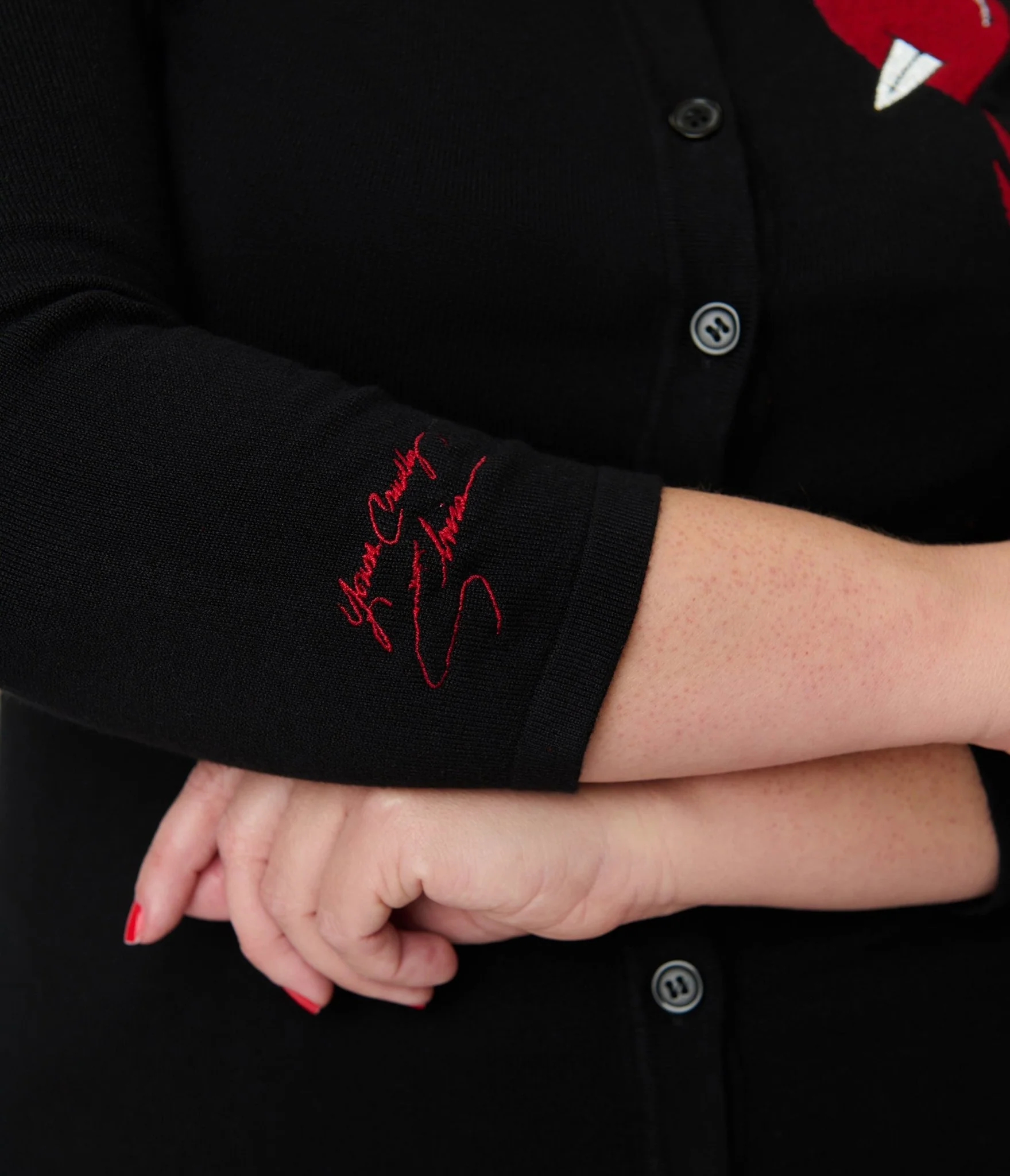 Elvira x Unique Vintage Plus Size Black Heart Dagger Cardigan - Image 5