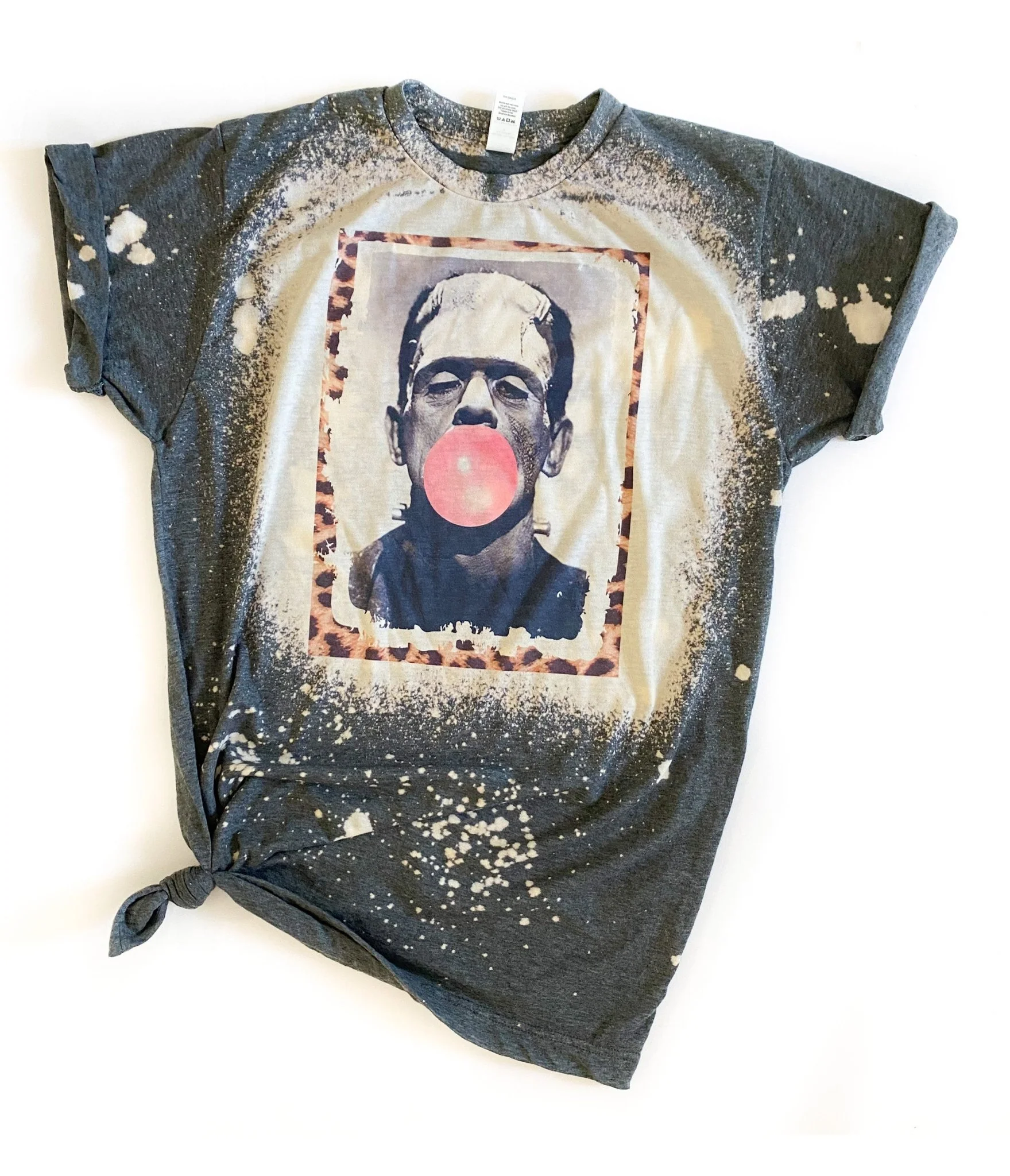 Frankenstein Bubblegum Unisex Bleached Graphic Tee