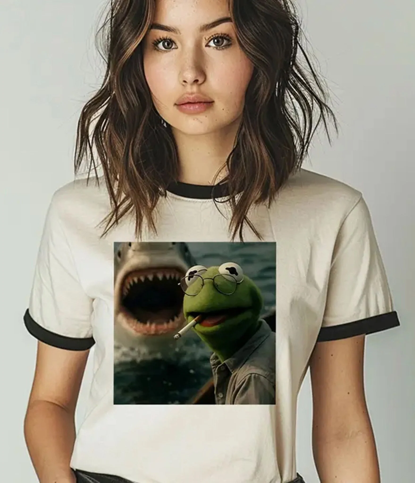 Frog & Shark Unisex Ringer Graphic Tee