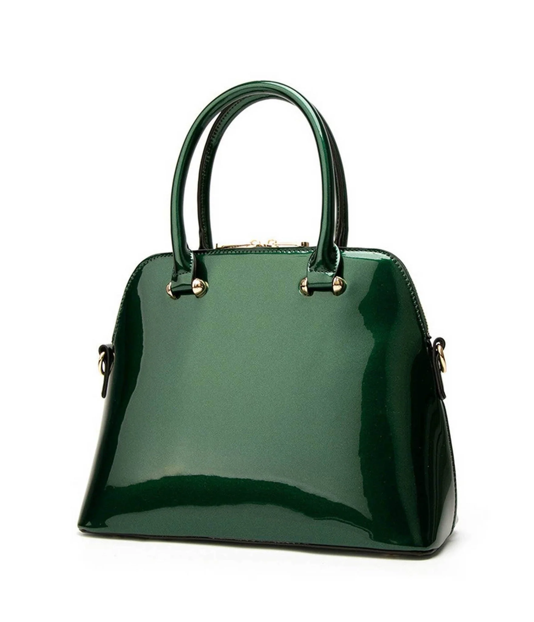 Green Patent Leatherette Classic Handbag
