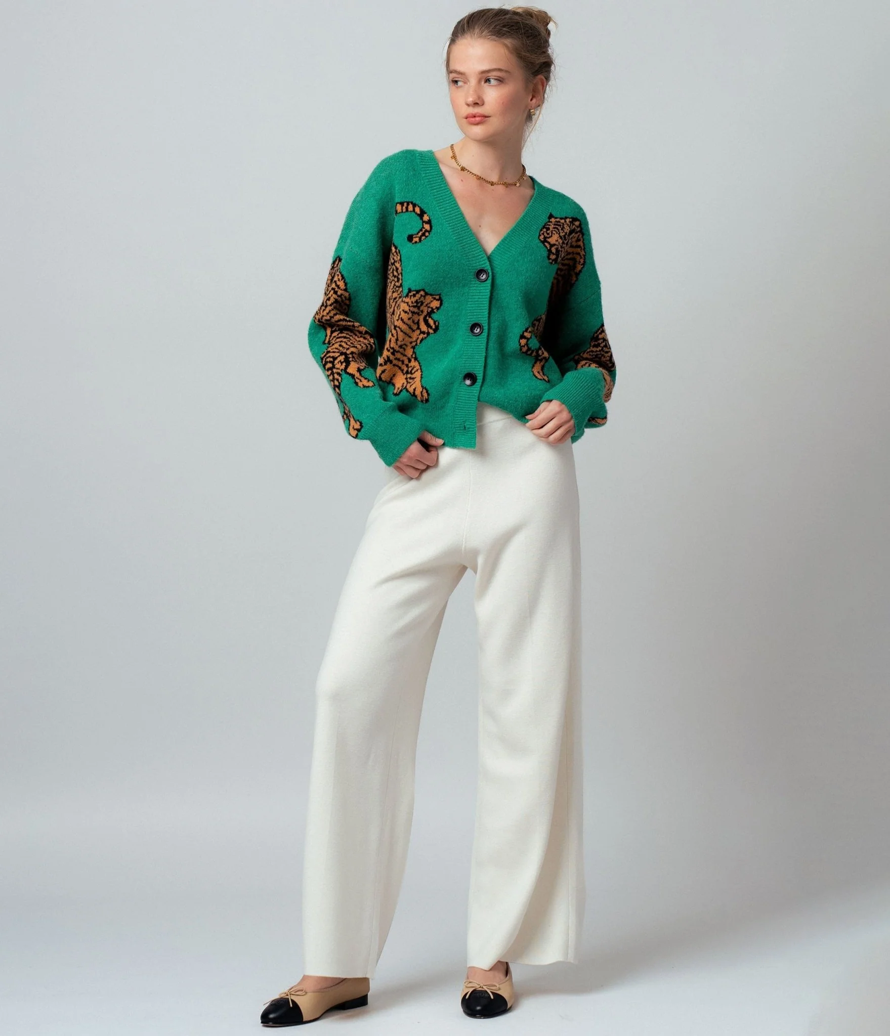 Green Wild Tiger Knit Cardigan - Image 4