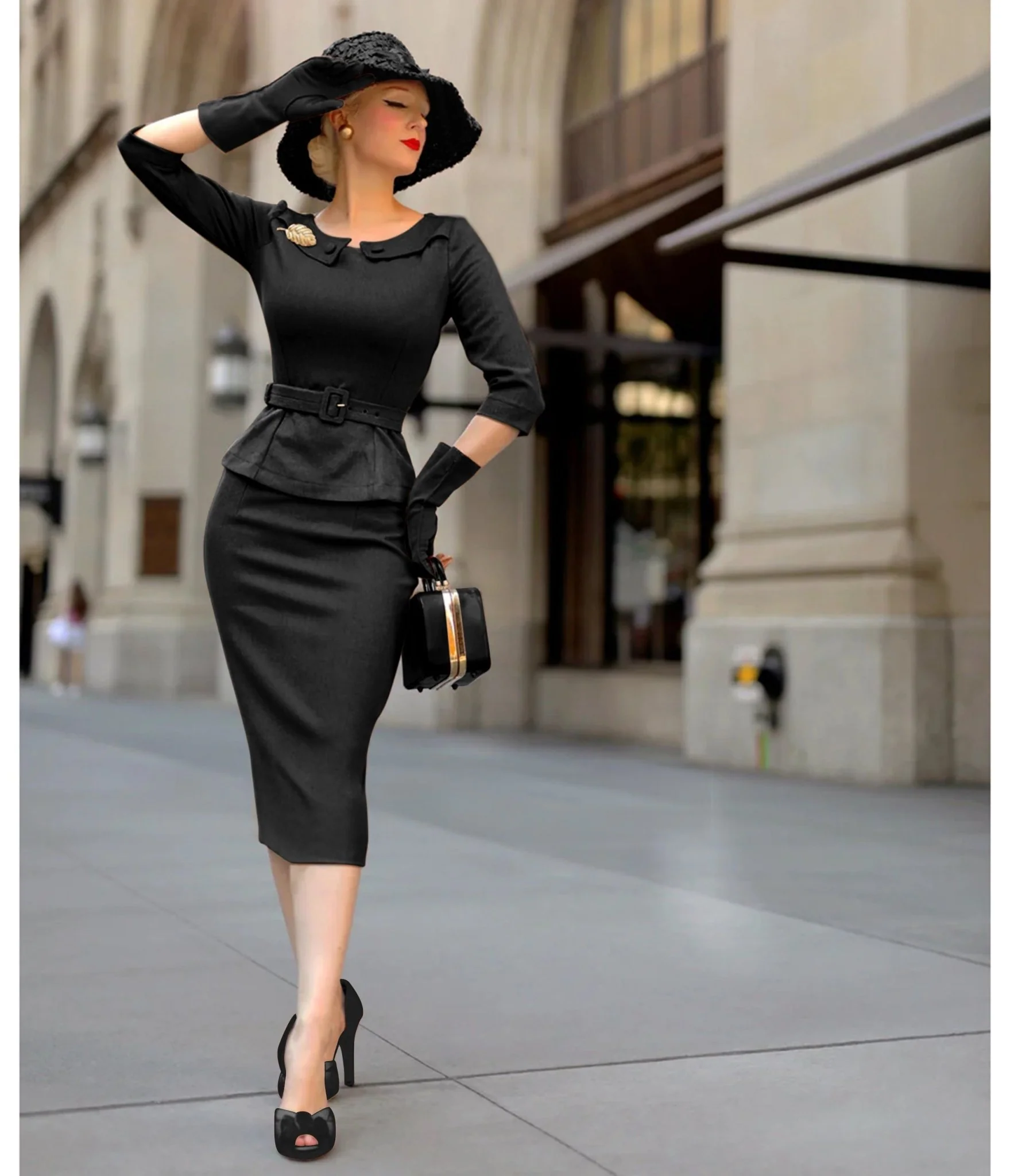 Heart My Closet 1950s Black Scarlet Suit & Pencil Skirt