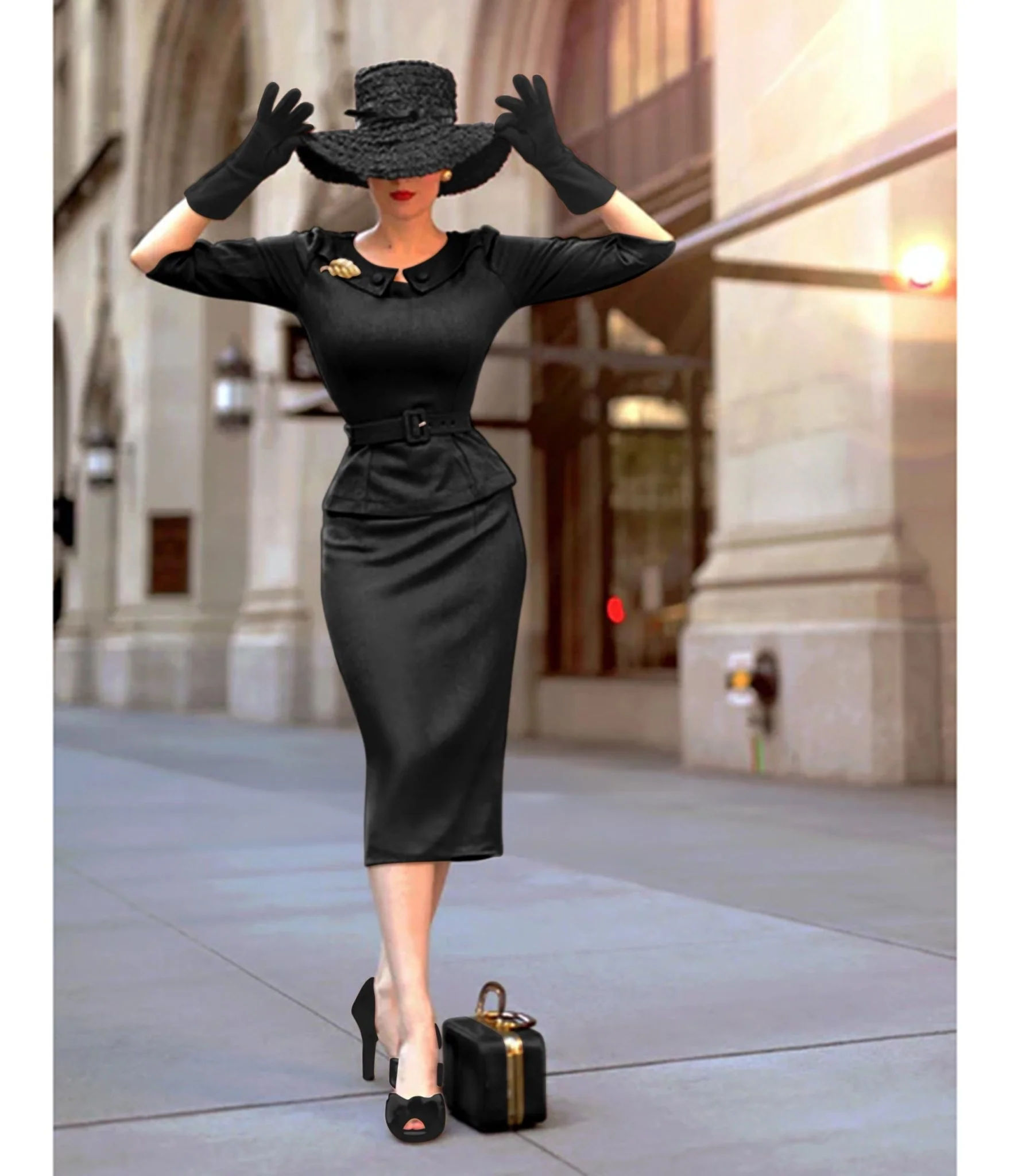 Heart My Closet 1950s Black Scarlet Suit & Pencil Skirt - Image 2